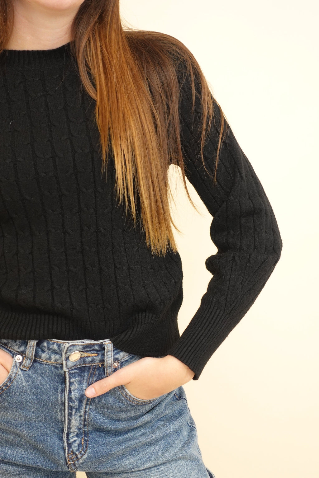 Maglioncino Treccia Nero