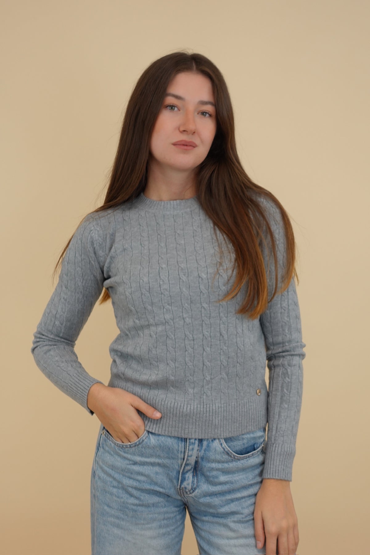 Maglioncino Treccina Grigio