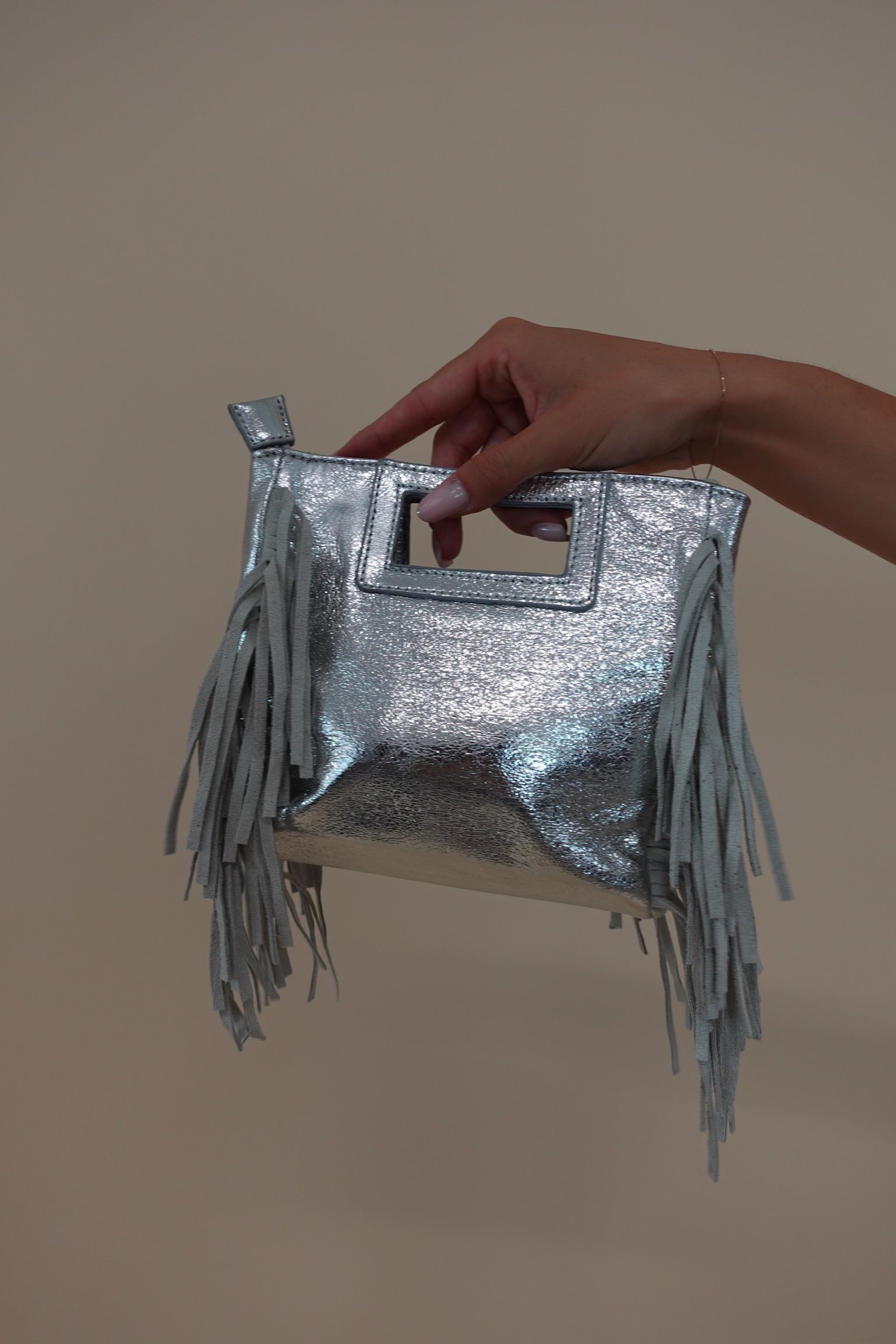 Borsa Frange Lux Argento