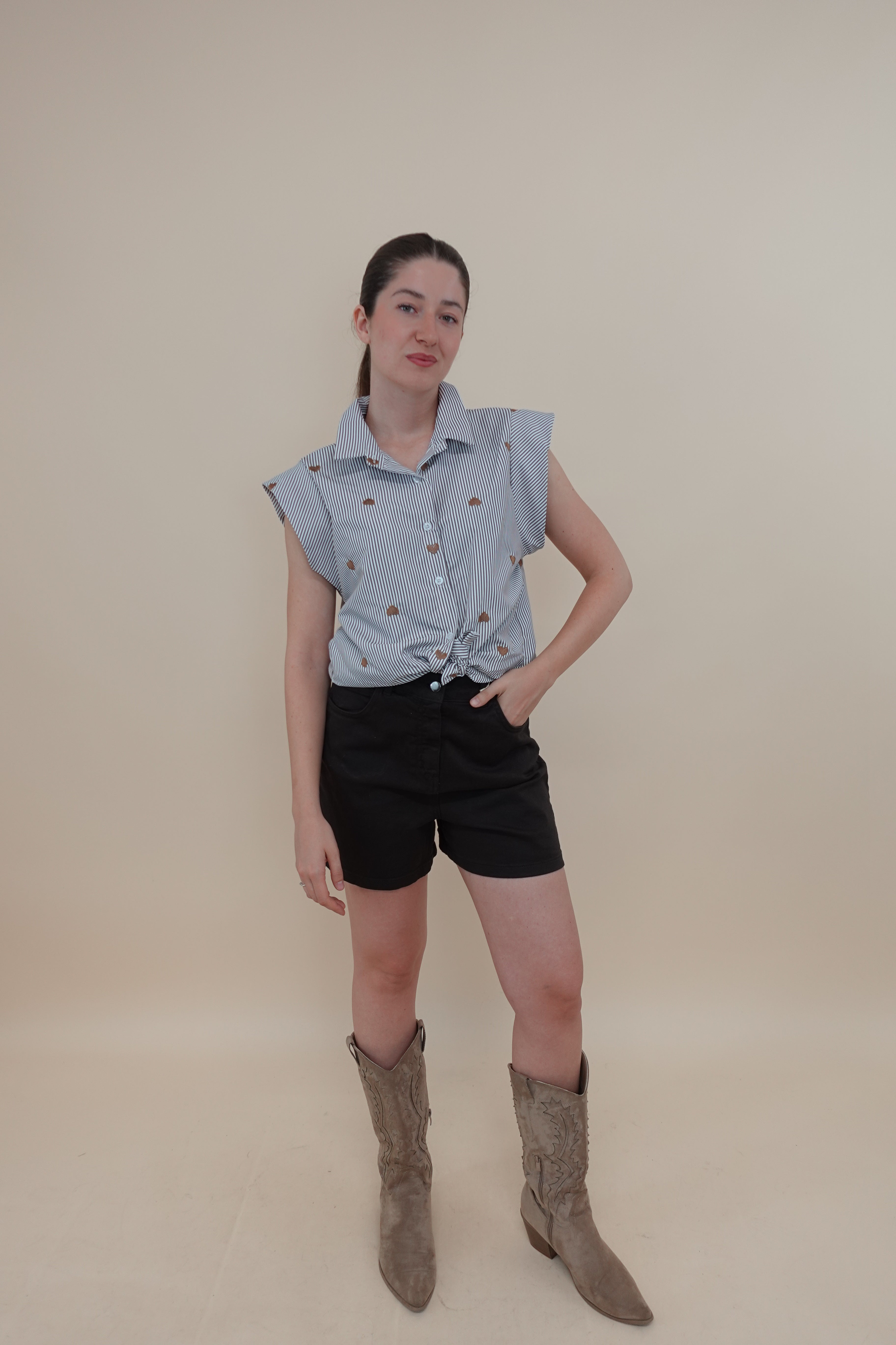 Camicia Heart Smanicata Marrone