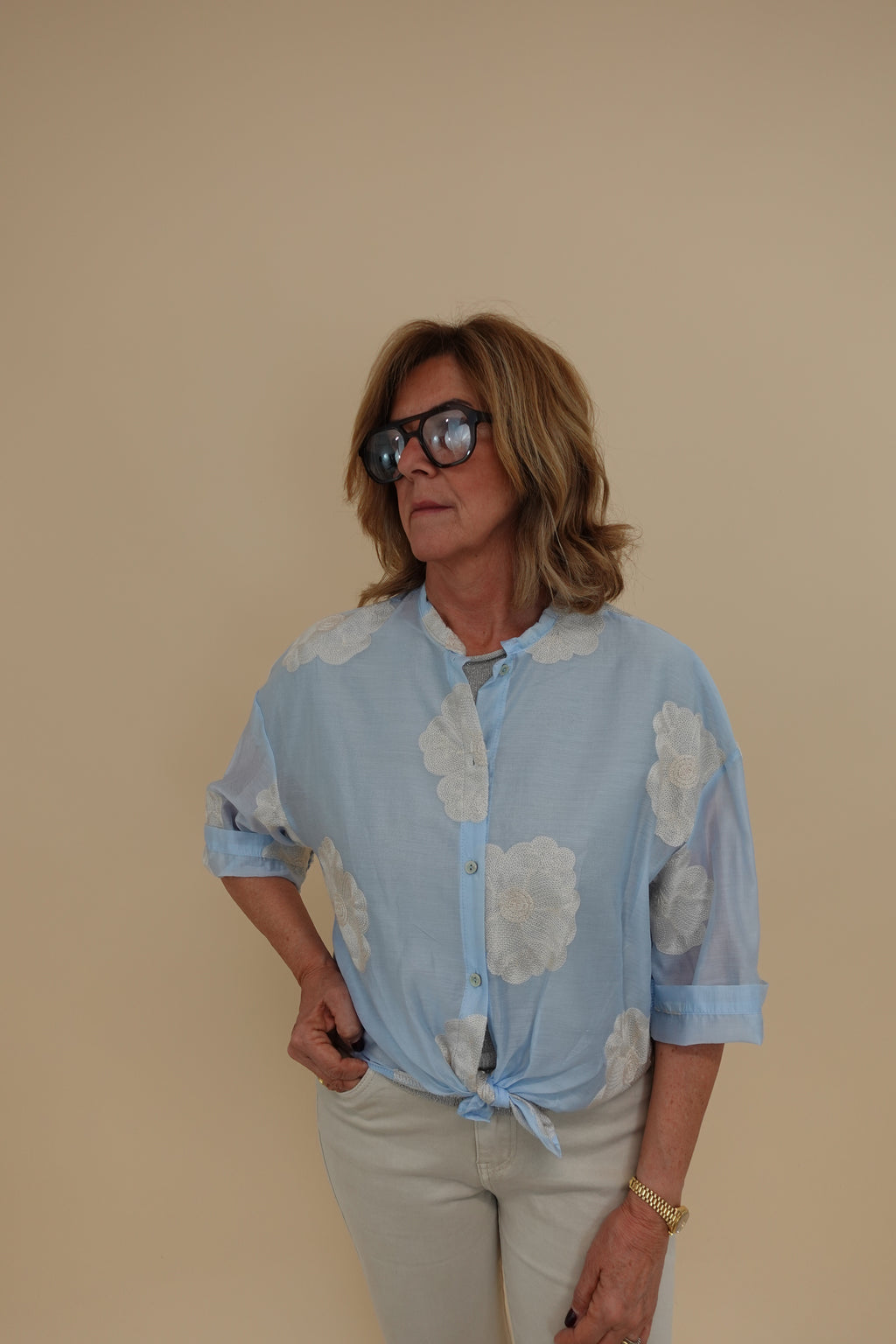 Camicia Flower Azzurra