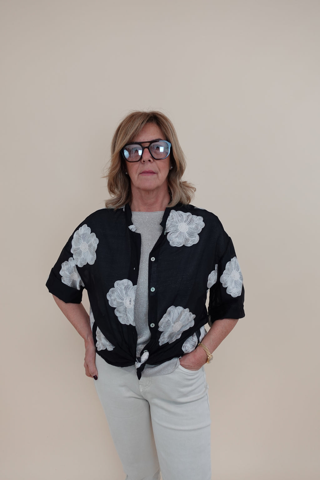 Camicia Flower Nera
