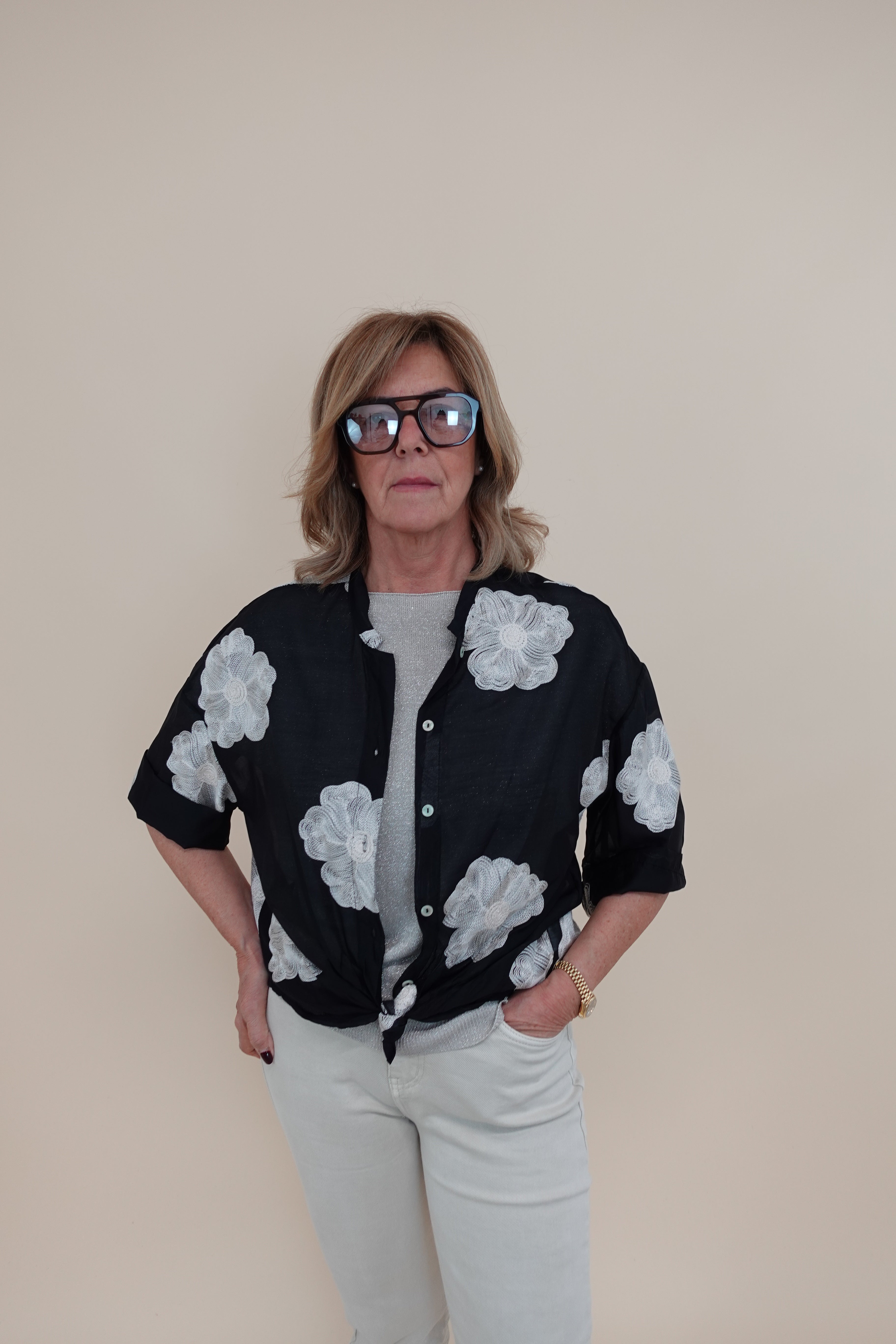Camicia Flower Nera
