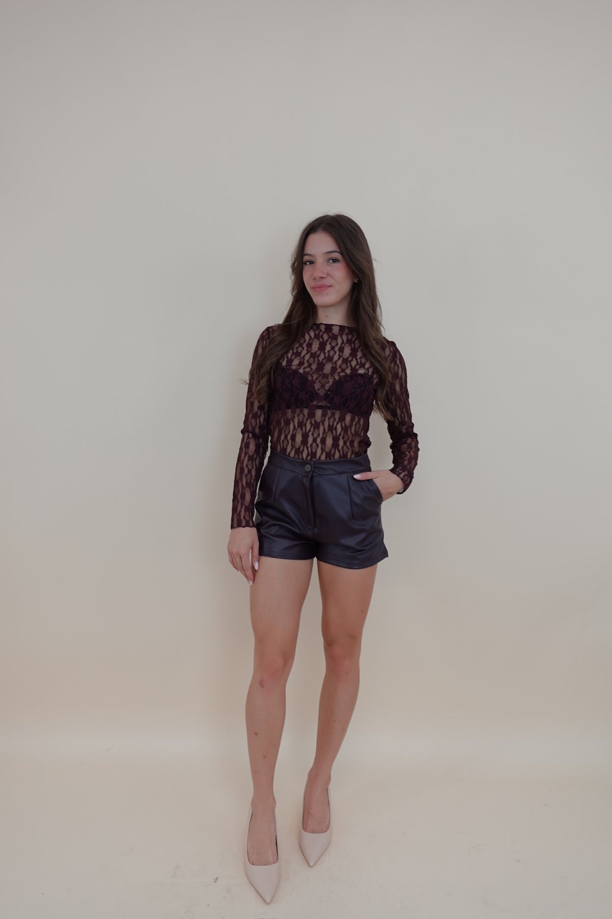 Shorts Similpelle Bordeaux