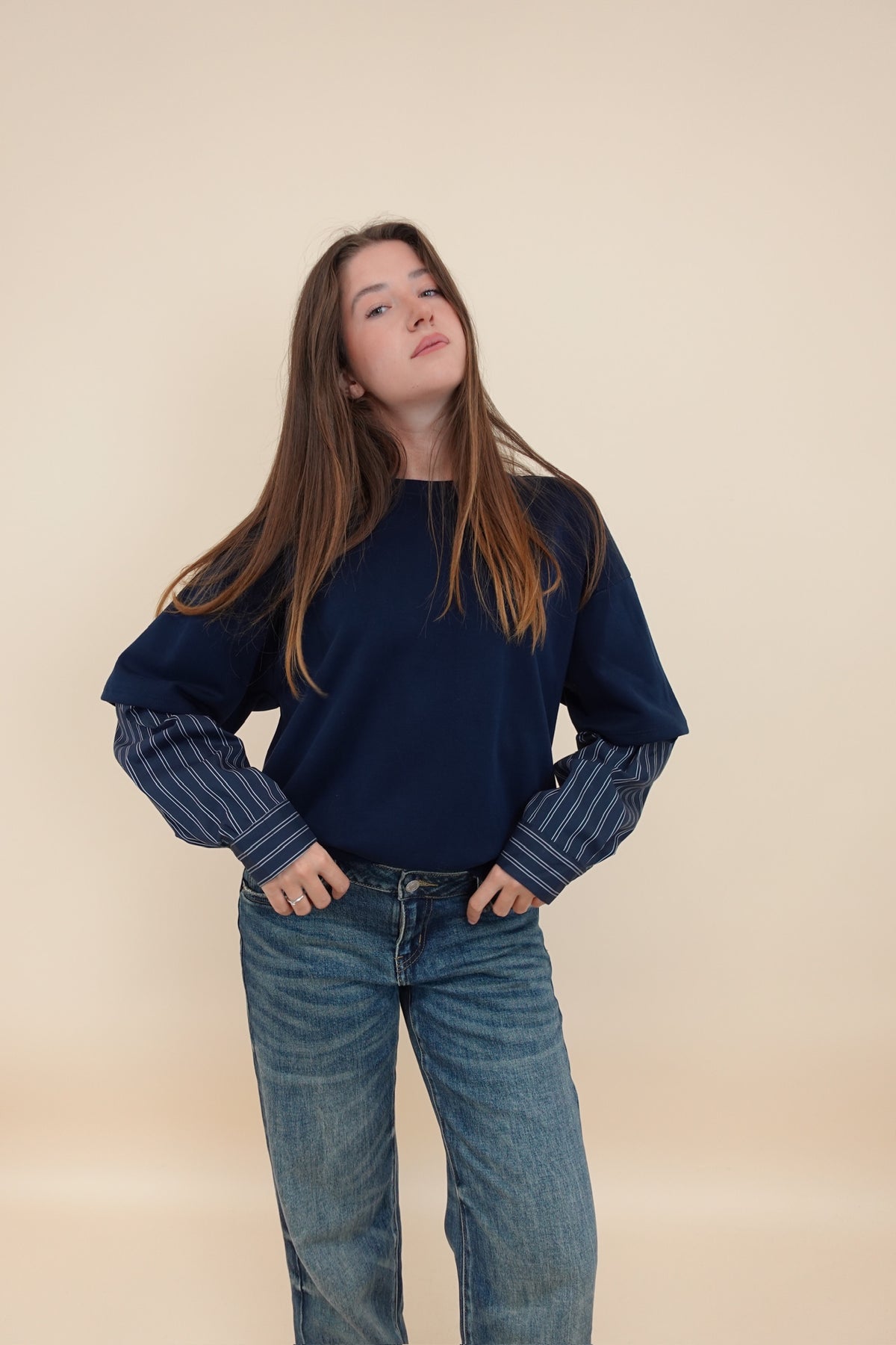Felpa Camicia Blu
