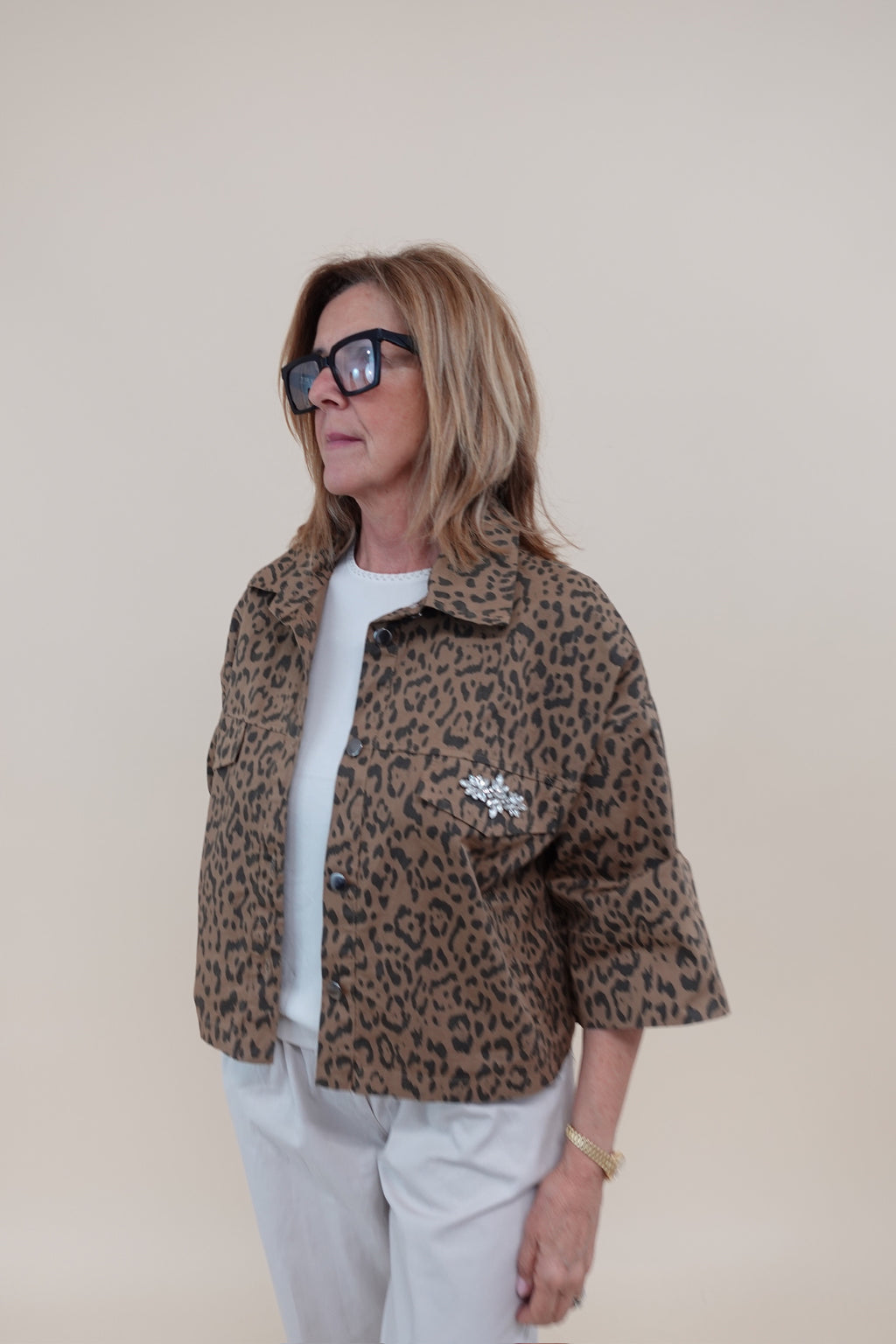 Giacca Shine Leopard Scura