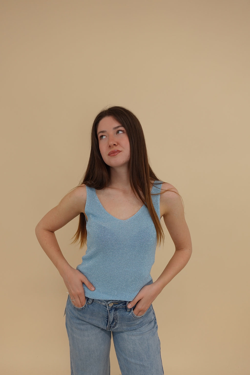 Canotta Lurex Azzurra