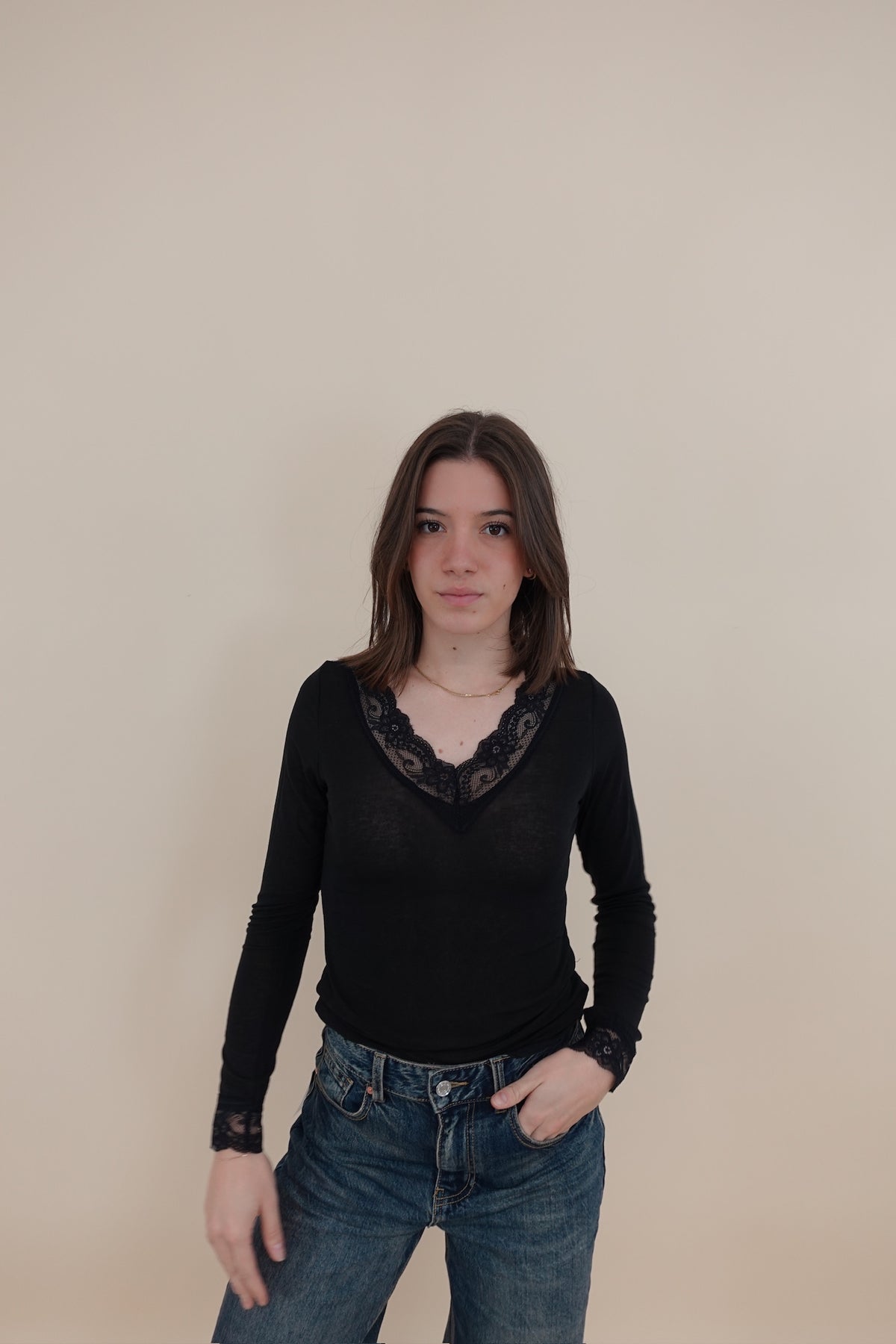 Maglia Cashmere Blend Pizzo Nero