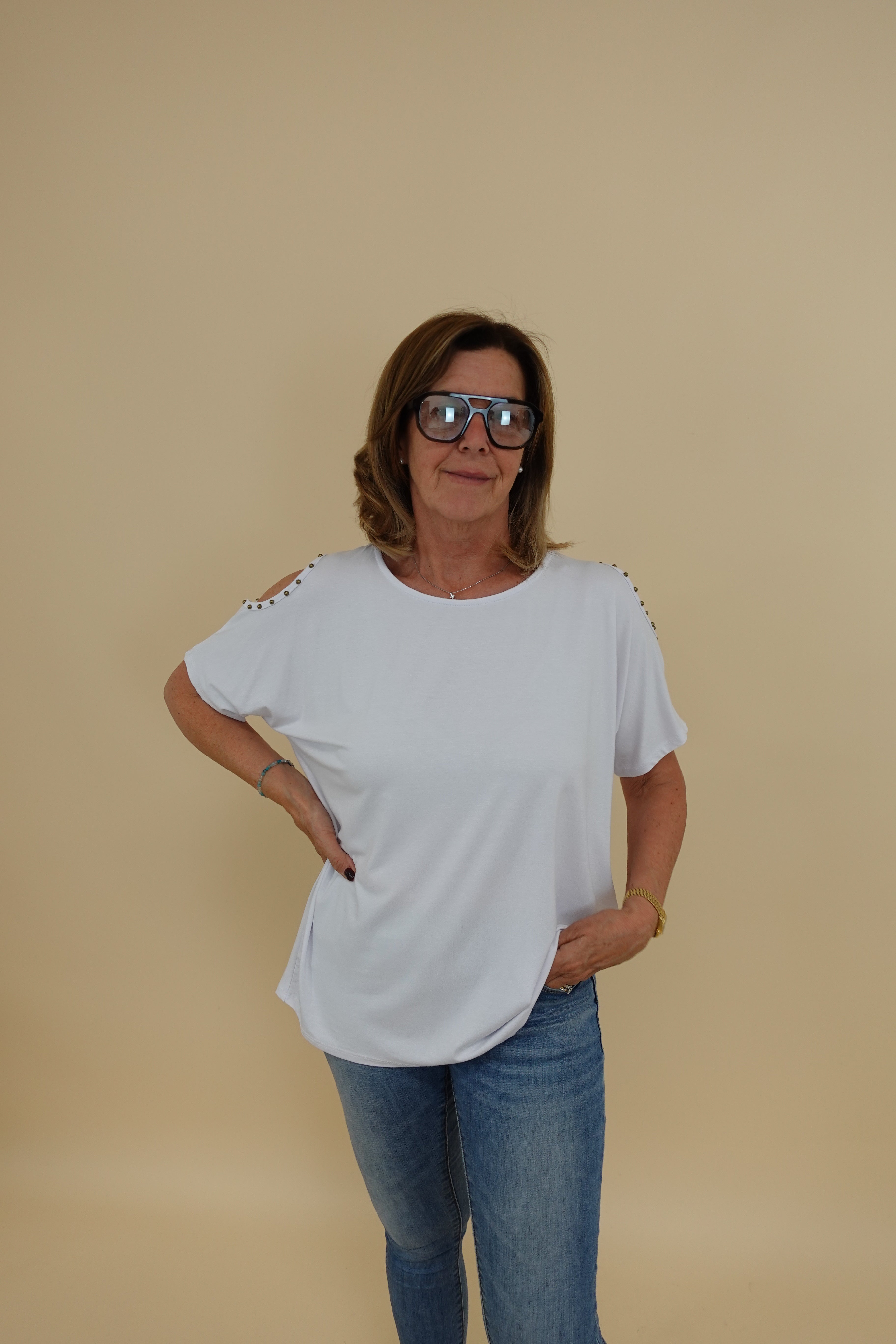 Maglia Over Borchie Bianca