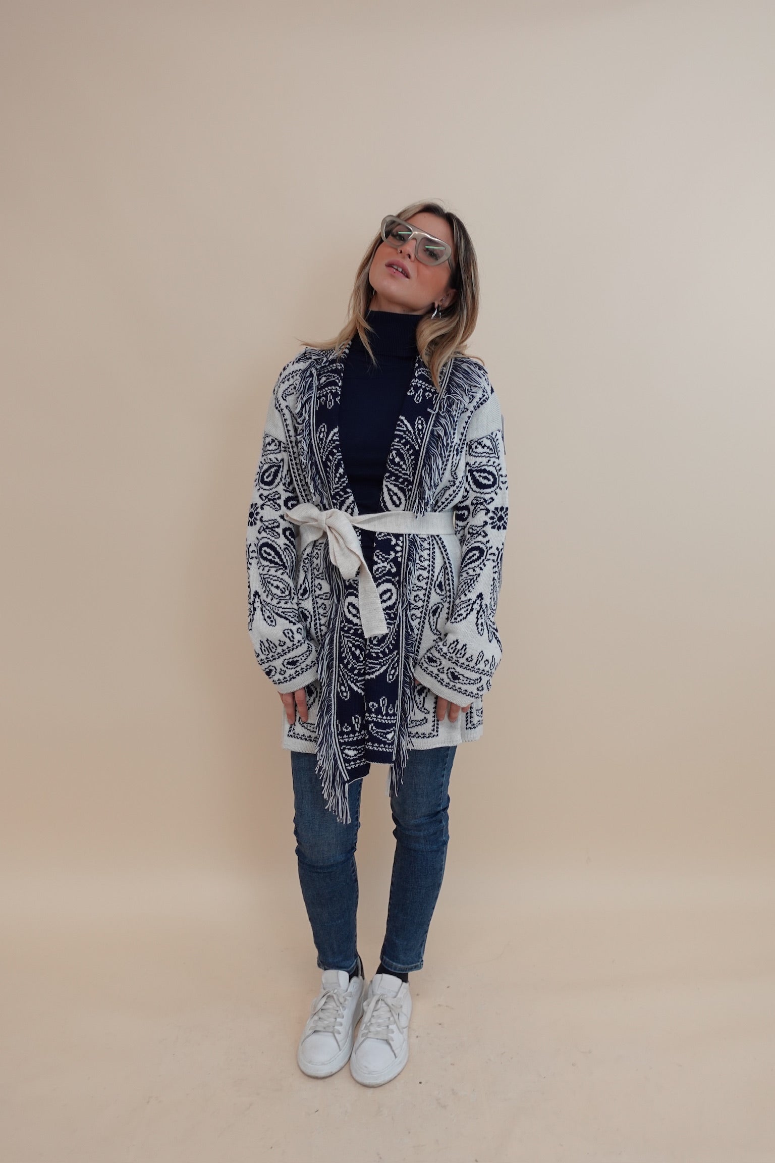 Cardigan Bandana Blu