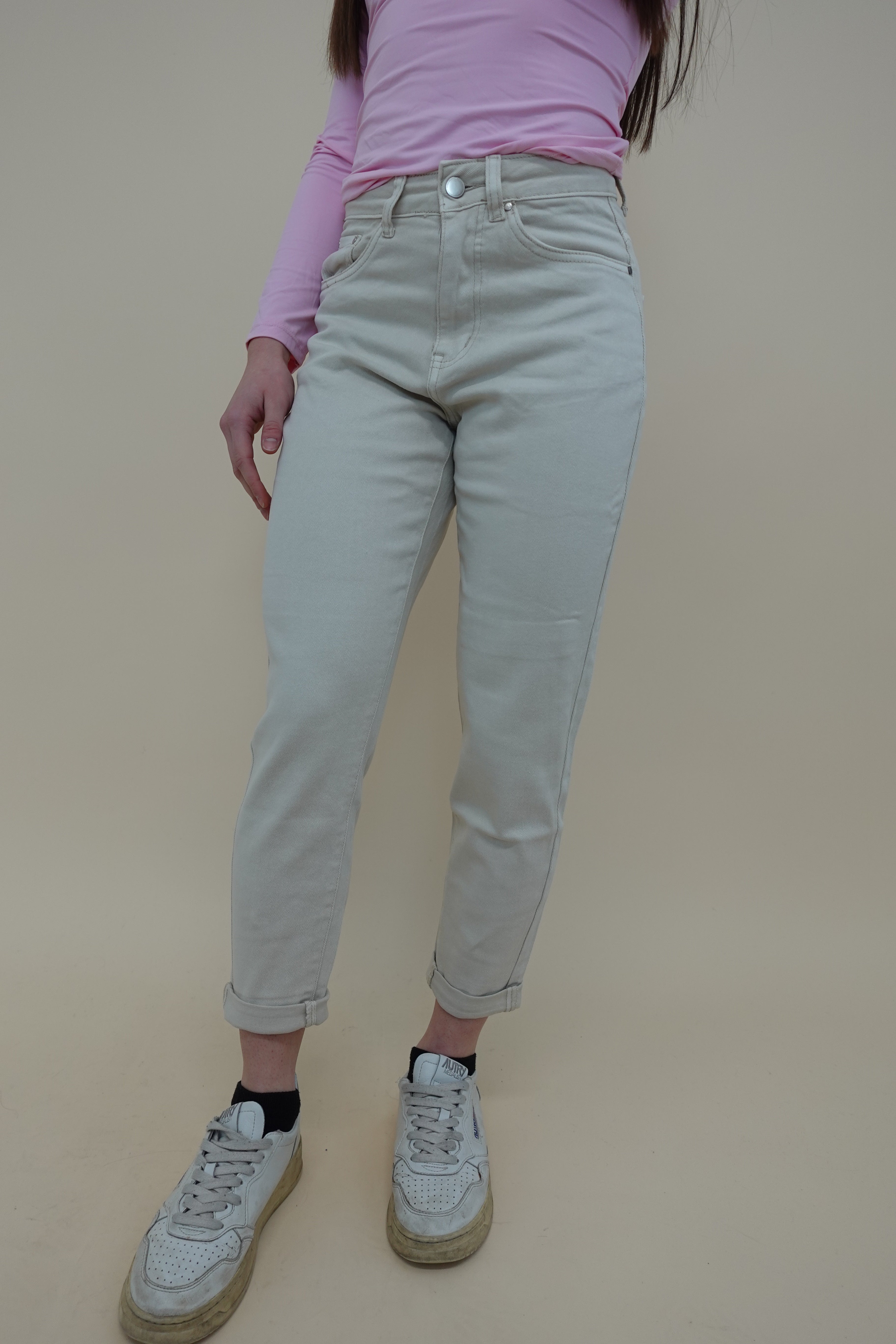 Jeans Momfit Beige