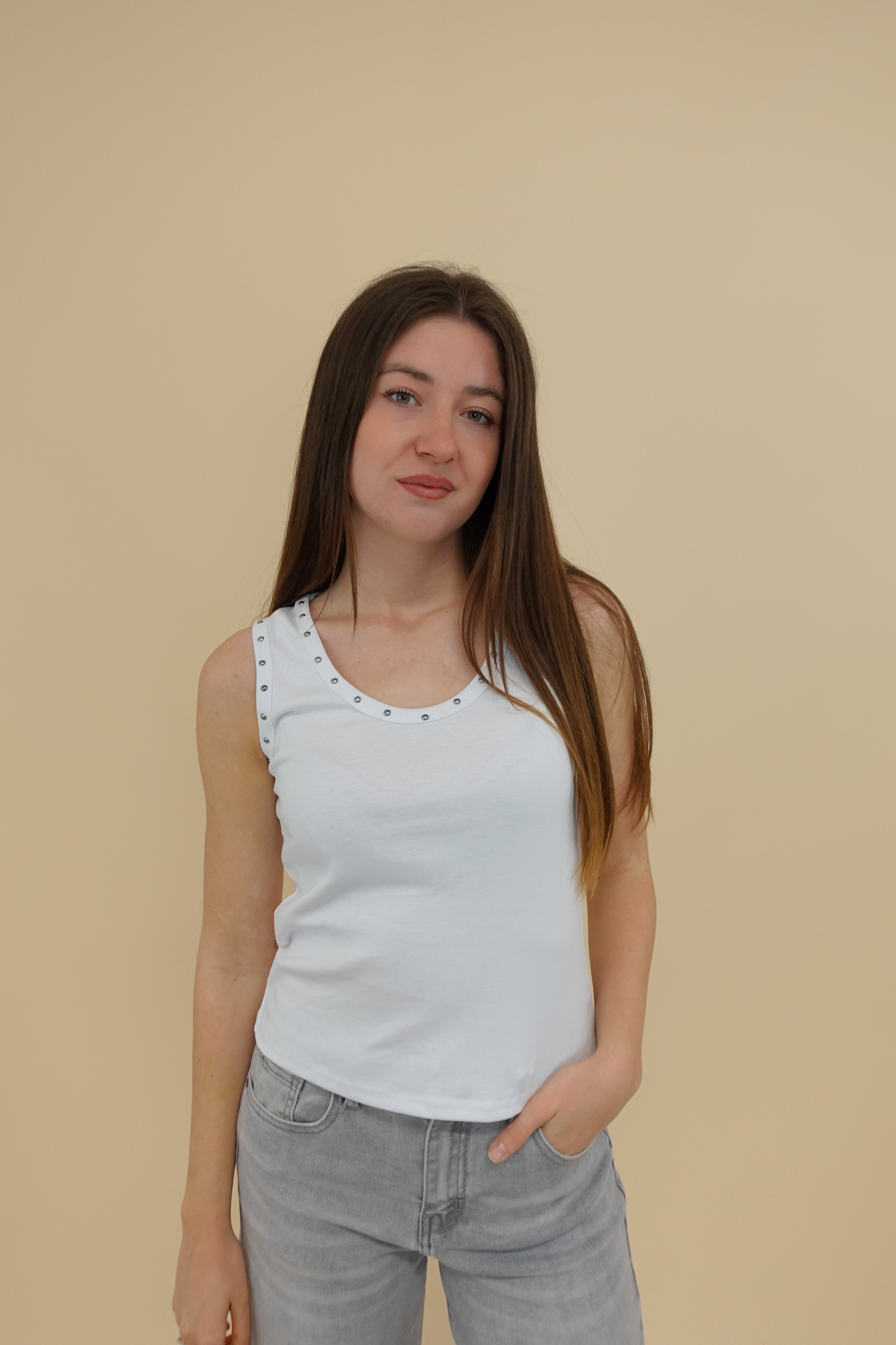 Canotta Borchie Bianca