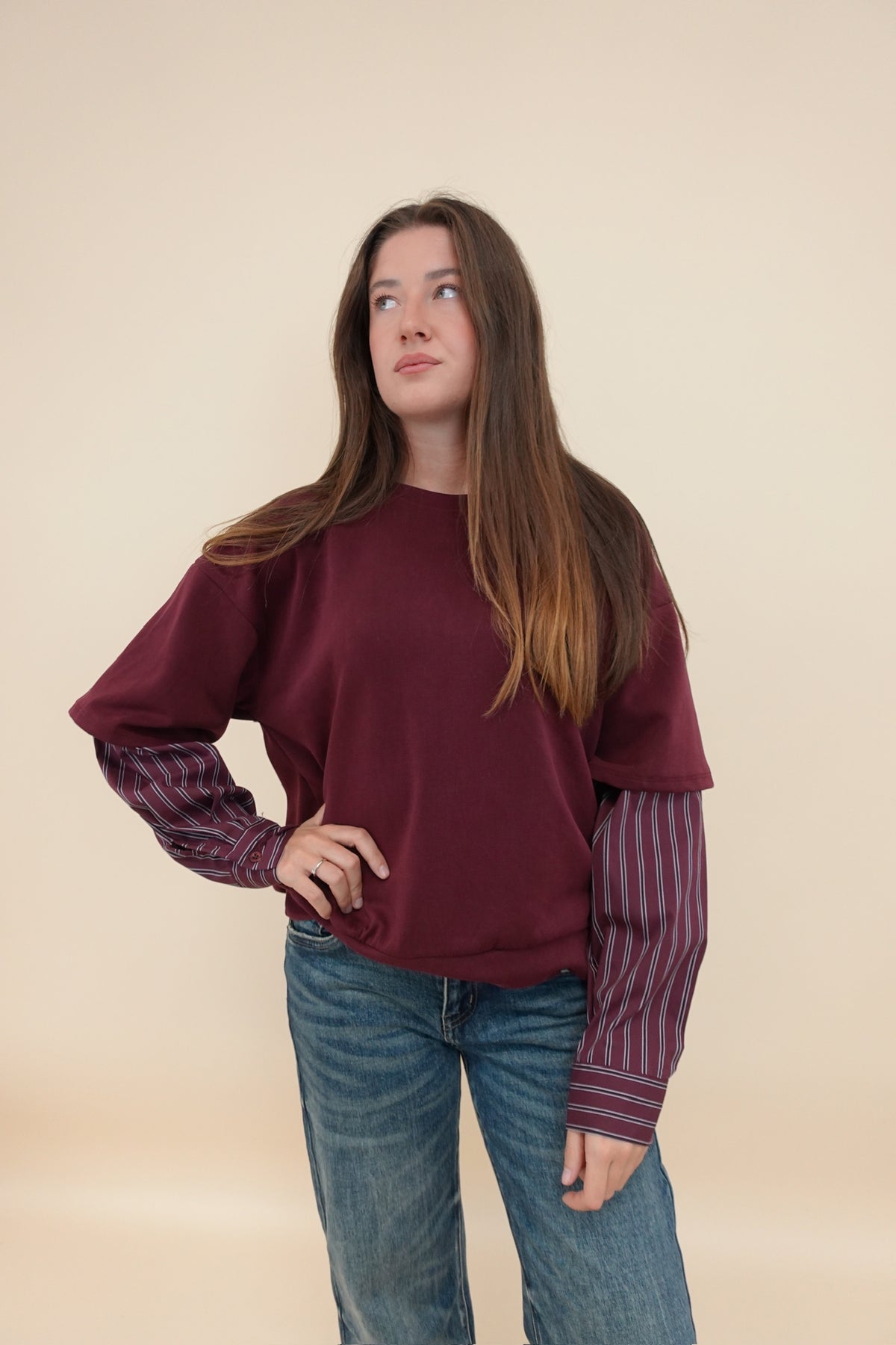 Felpa Camicia Bordeaux