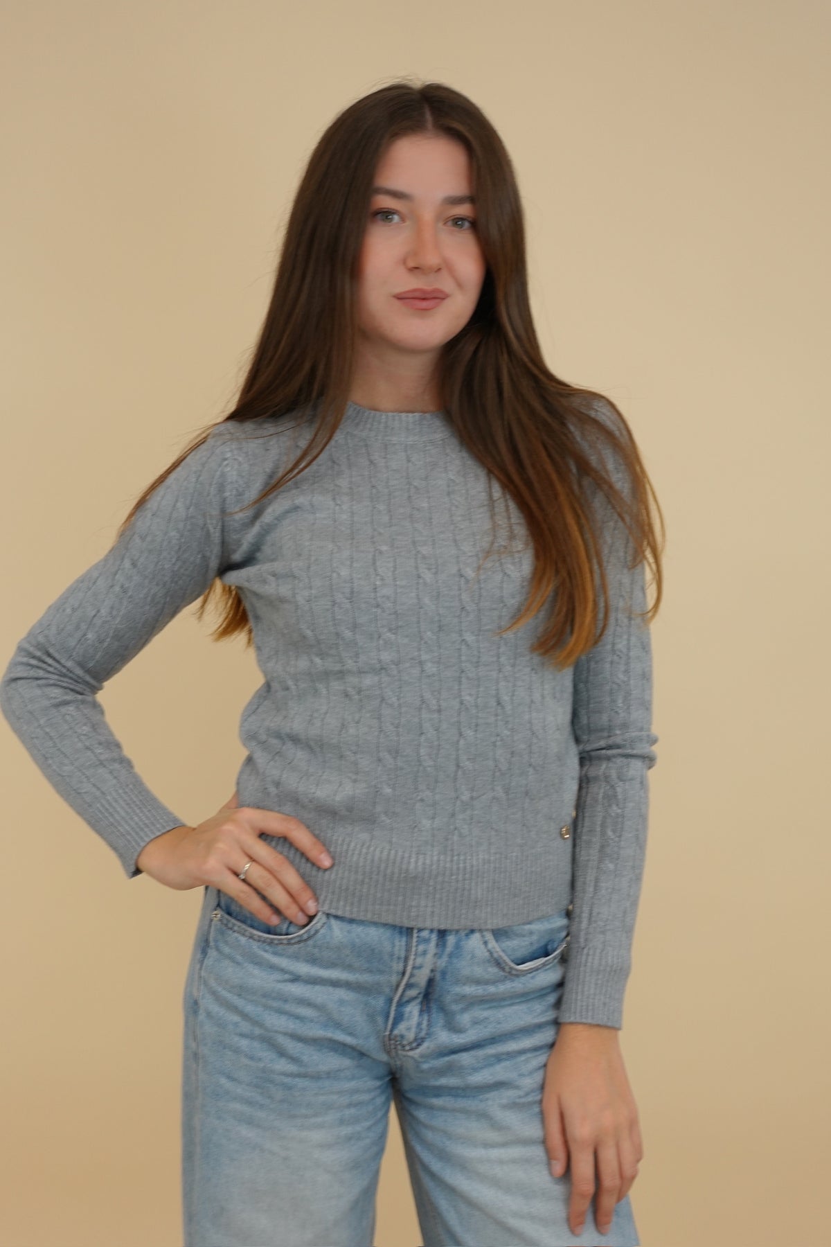 Maglioncino Treccina Grigio