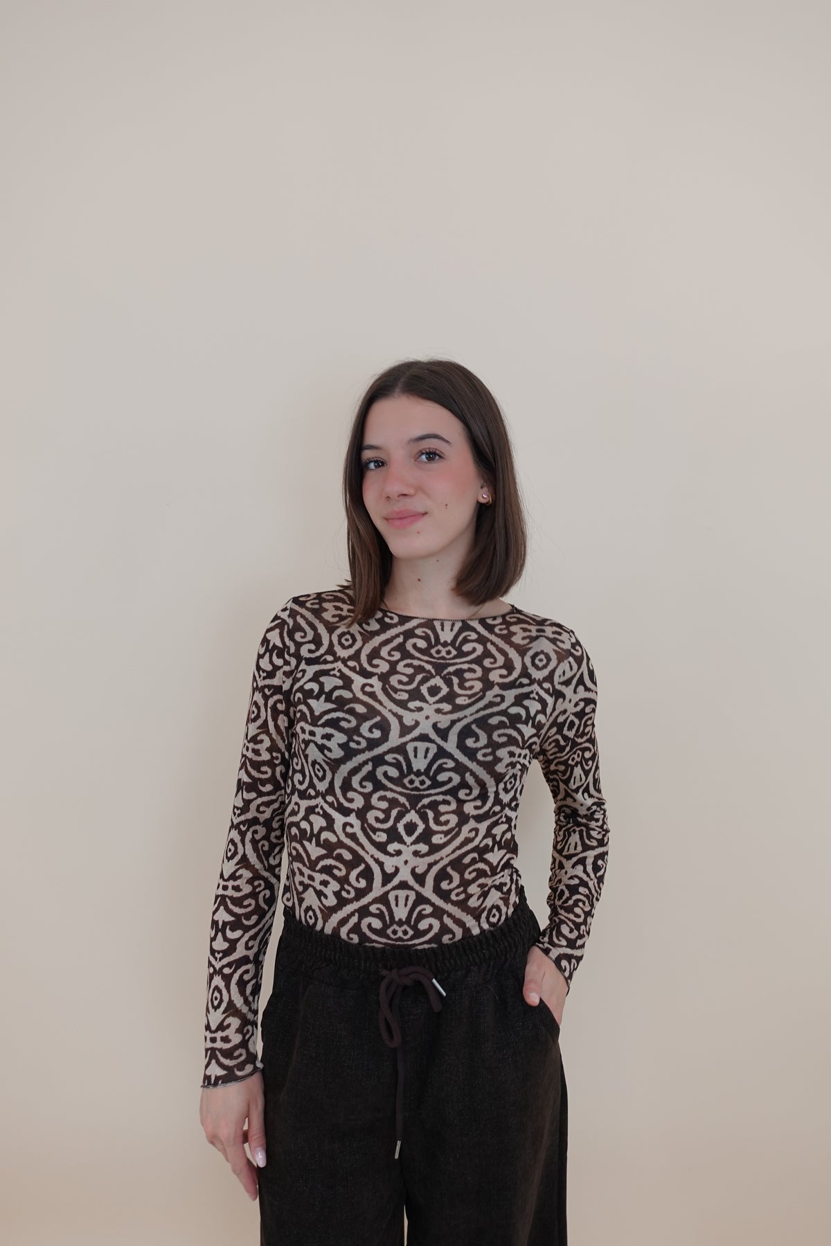 Maglia Cashmere Blend Marrone