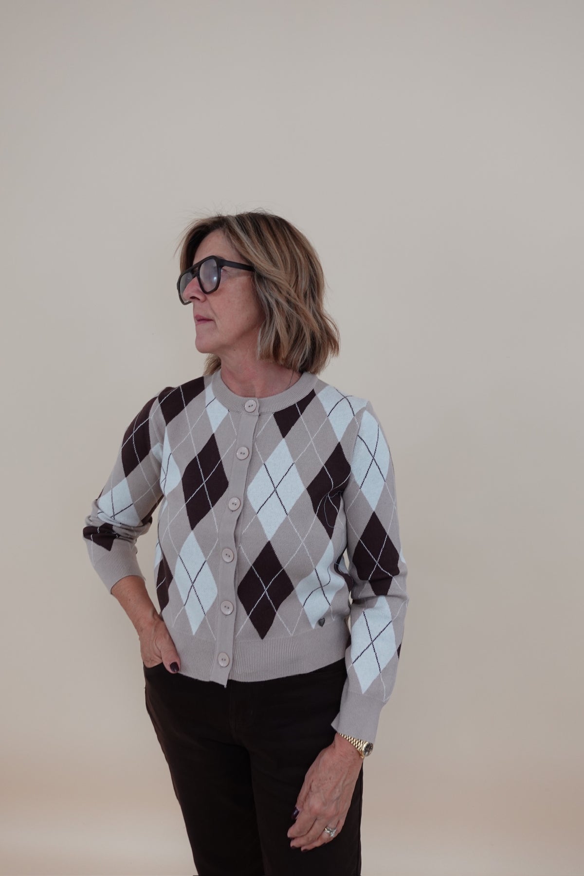 Cardigan Rombi Beige