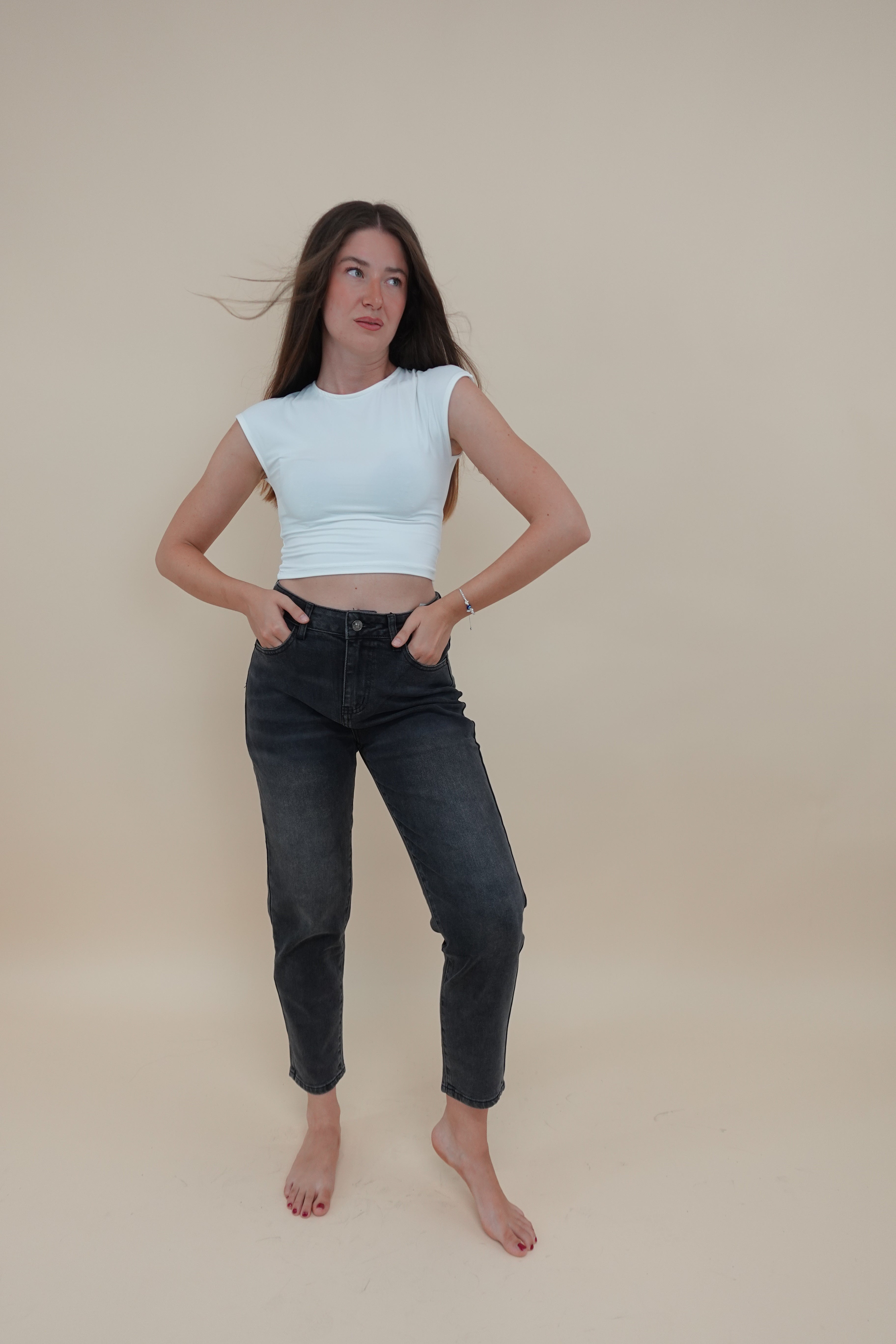 Jeans Momfit Grigio