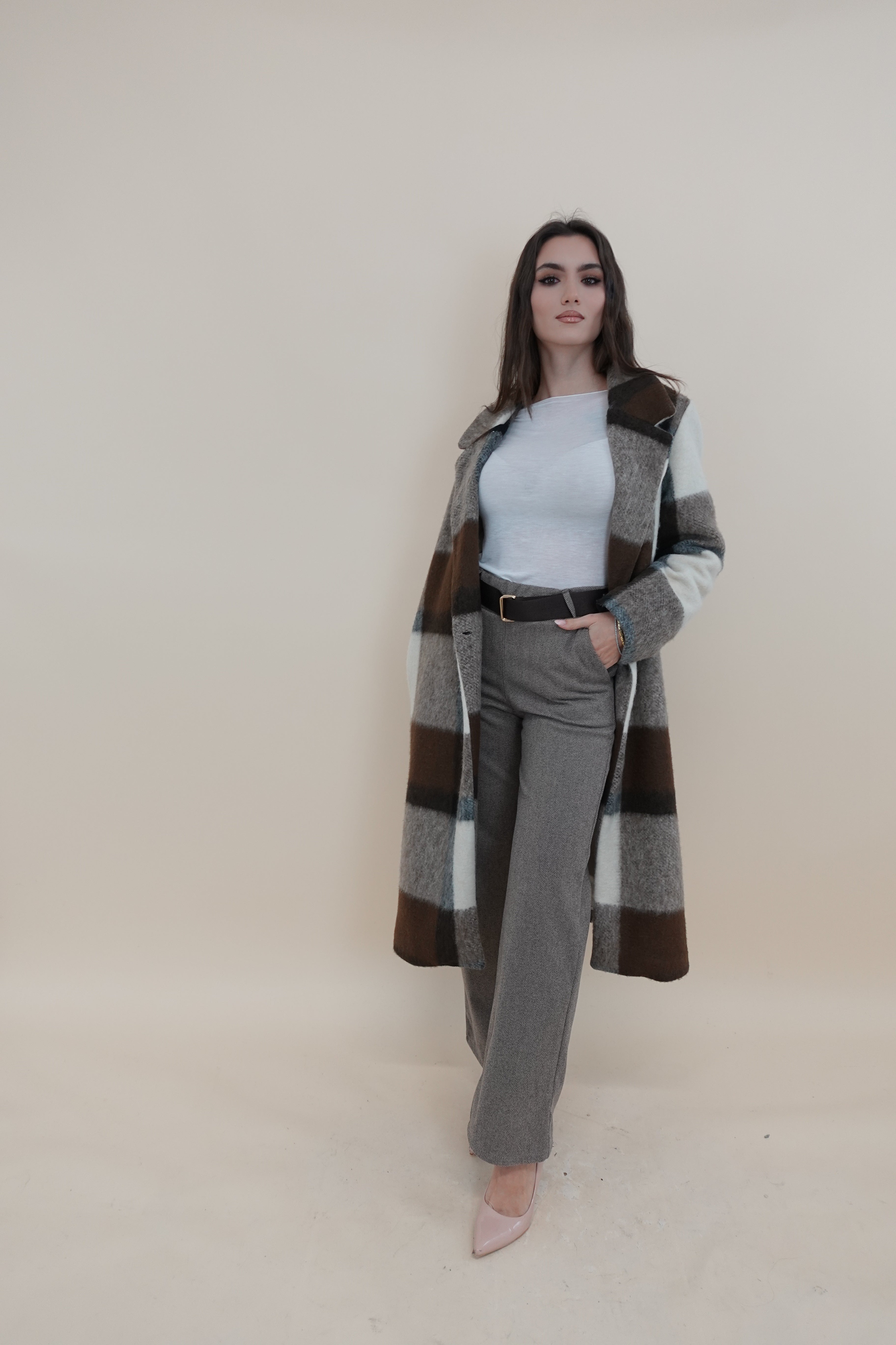 Cappotto Scacchi Marrone