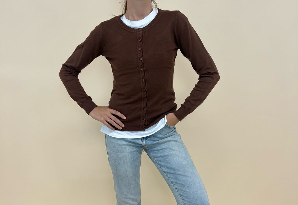 Cardigan Easy Small Marrone