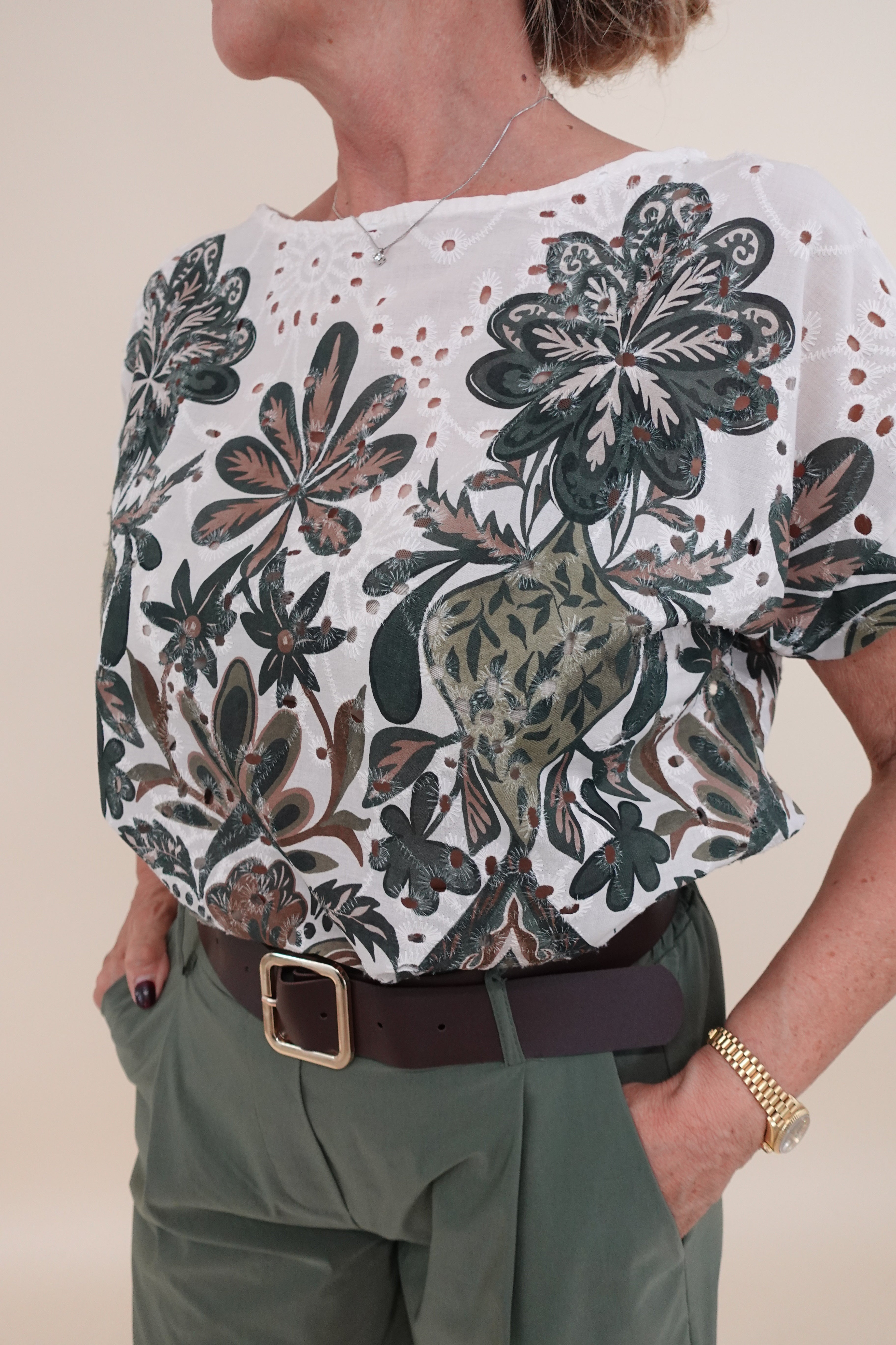 Camicia Flower Sangallo Verde