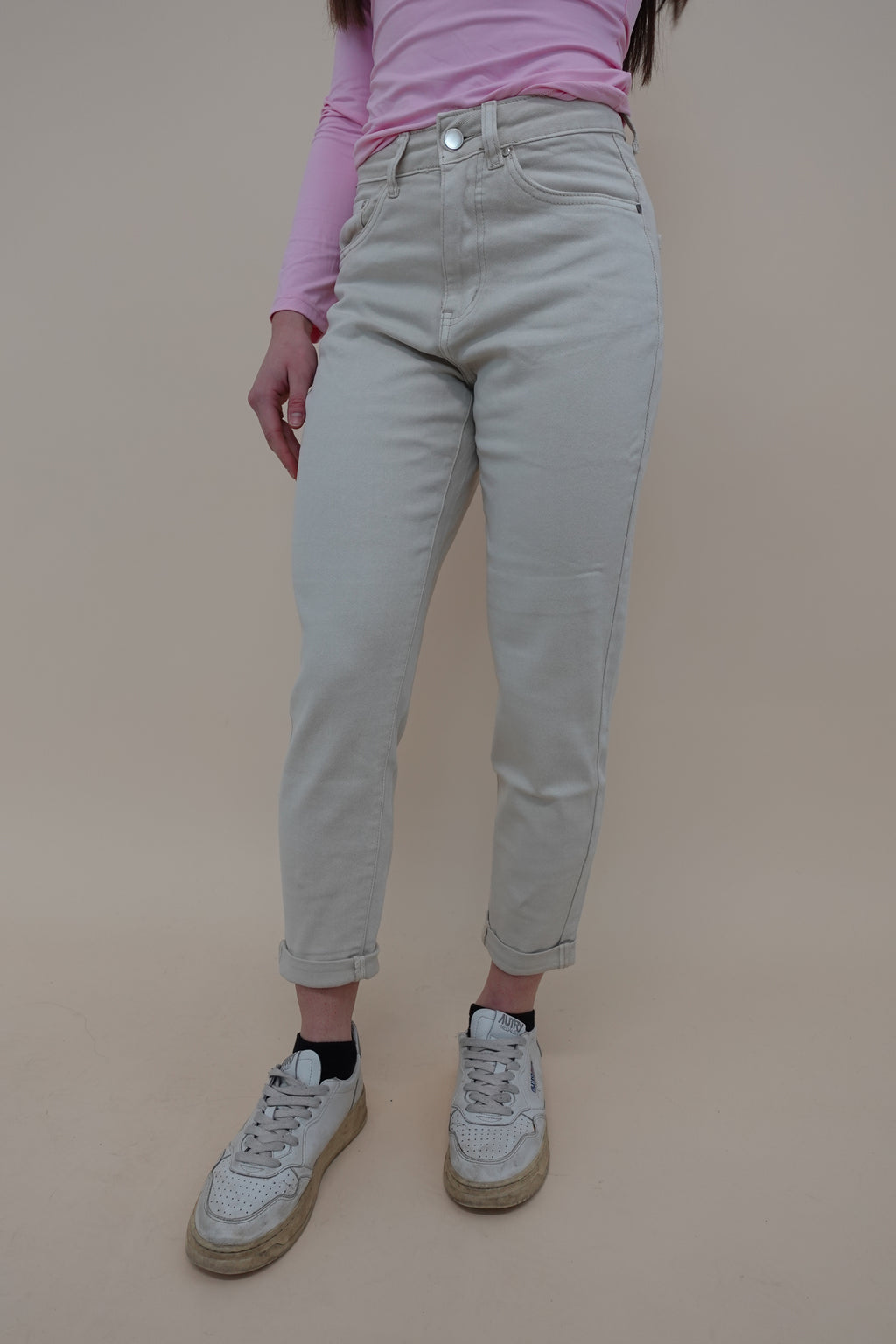 Jeans Momfit Beige