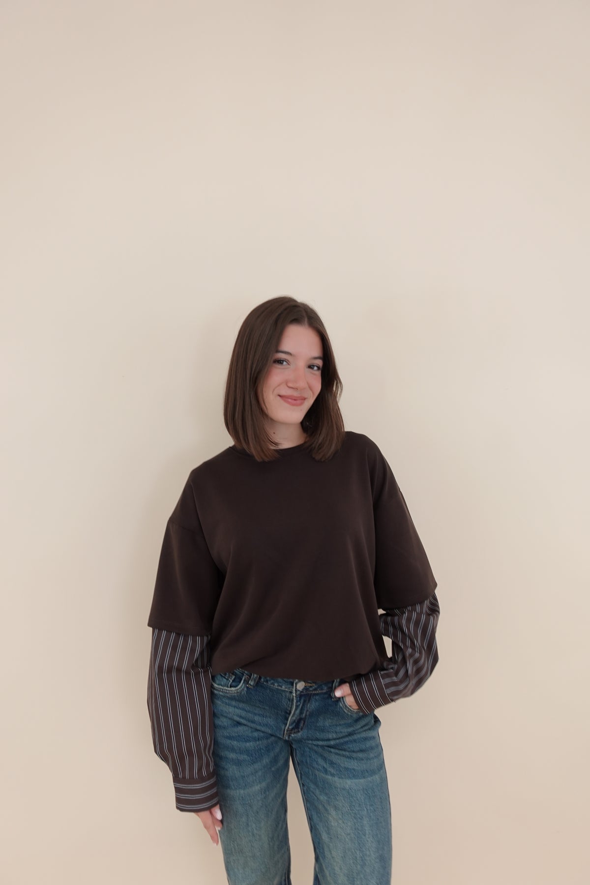 Felpa Camicia Marrone