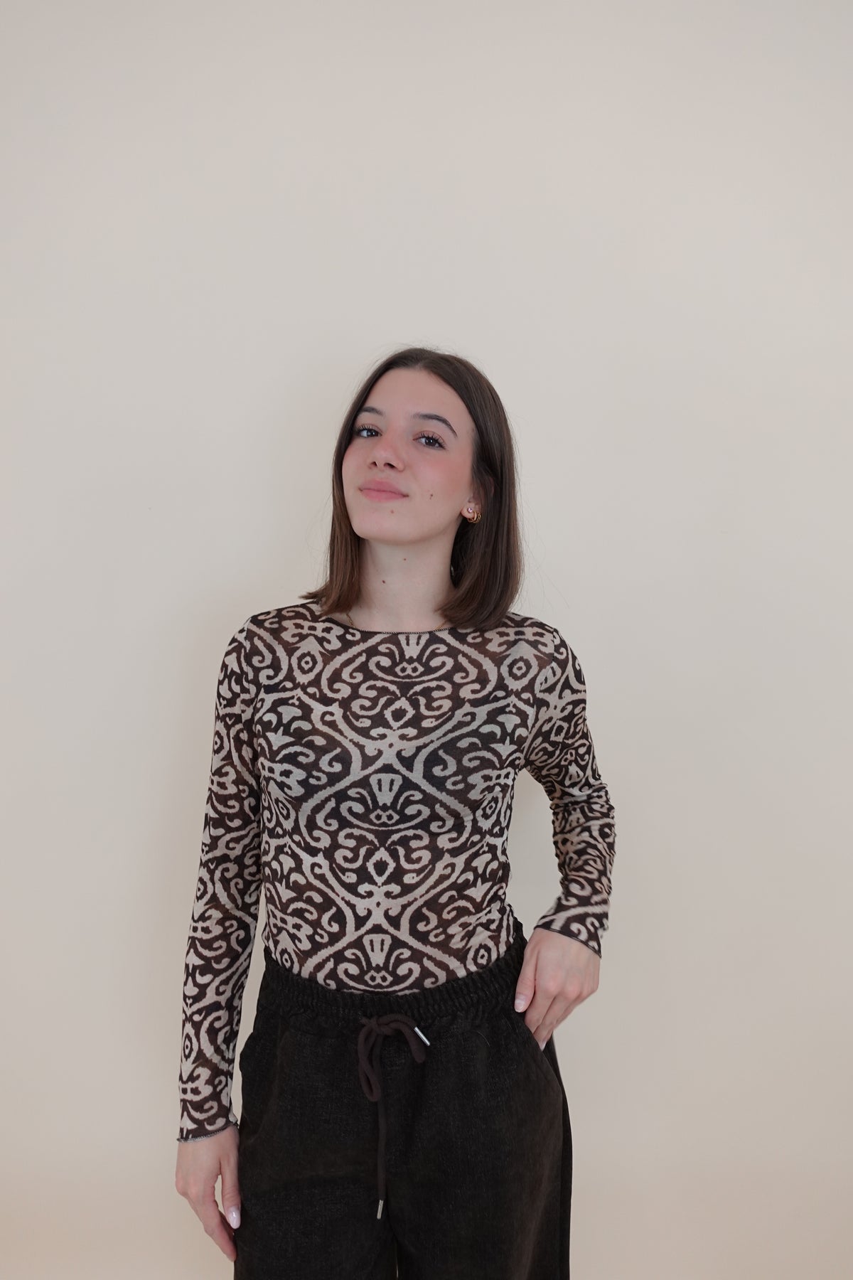 Maglia Cashmere Blend Marrone
