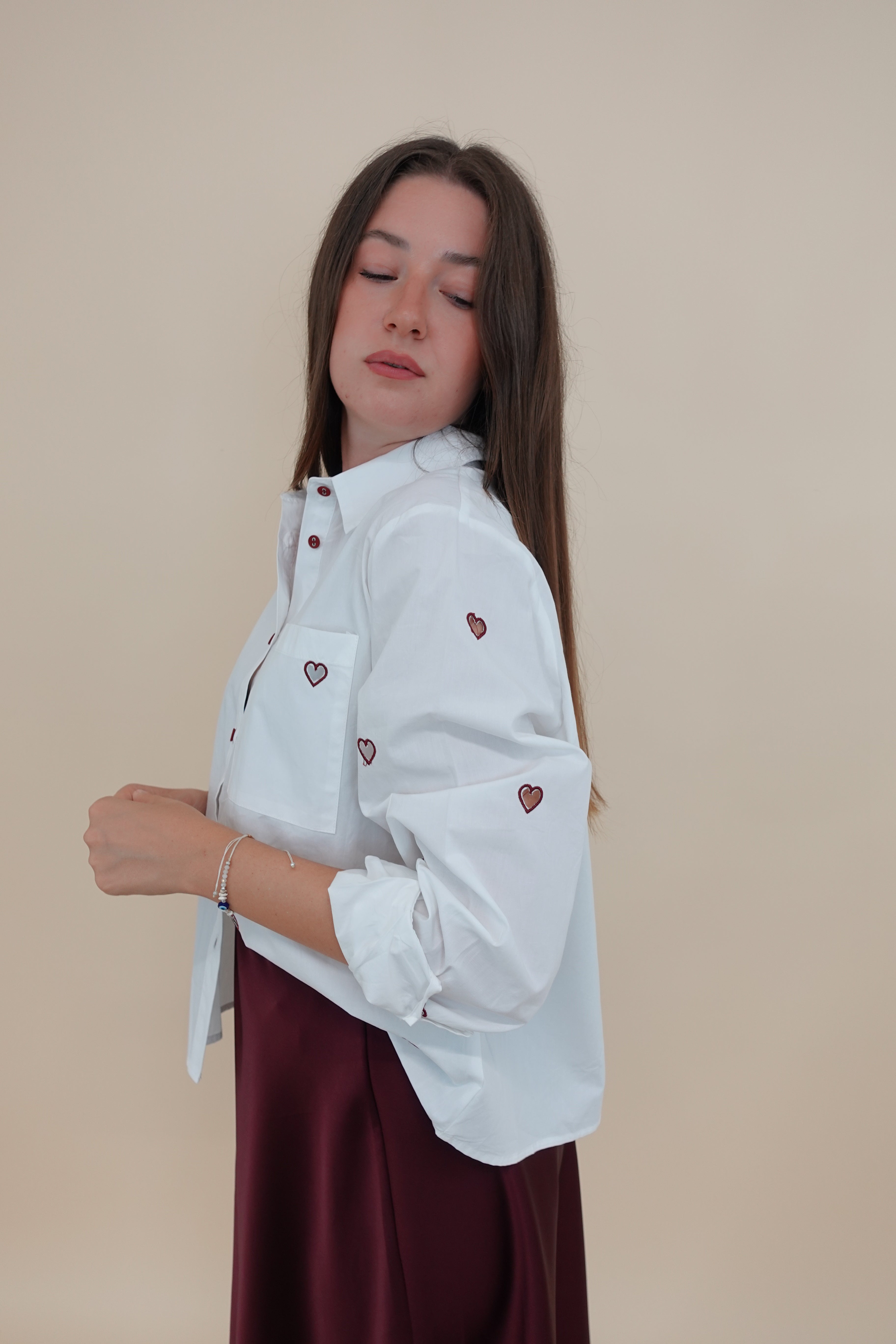 Camicia Heart Bordeaux
