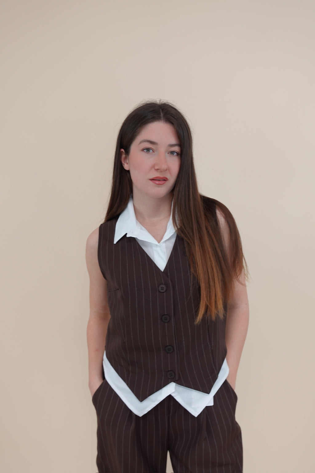 Gilet Line Marrone