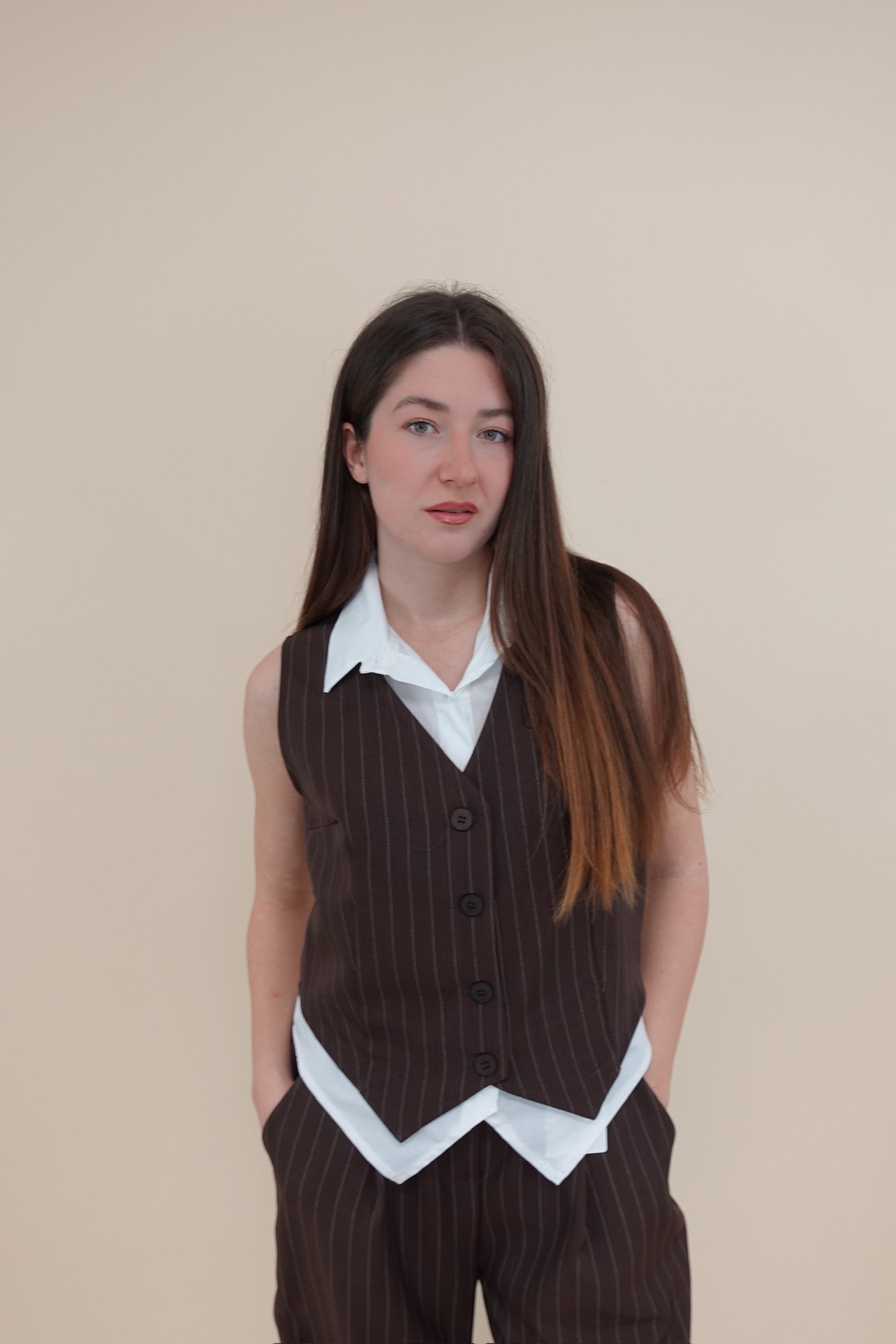 Gilet Line Marrone