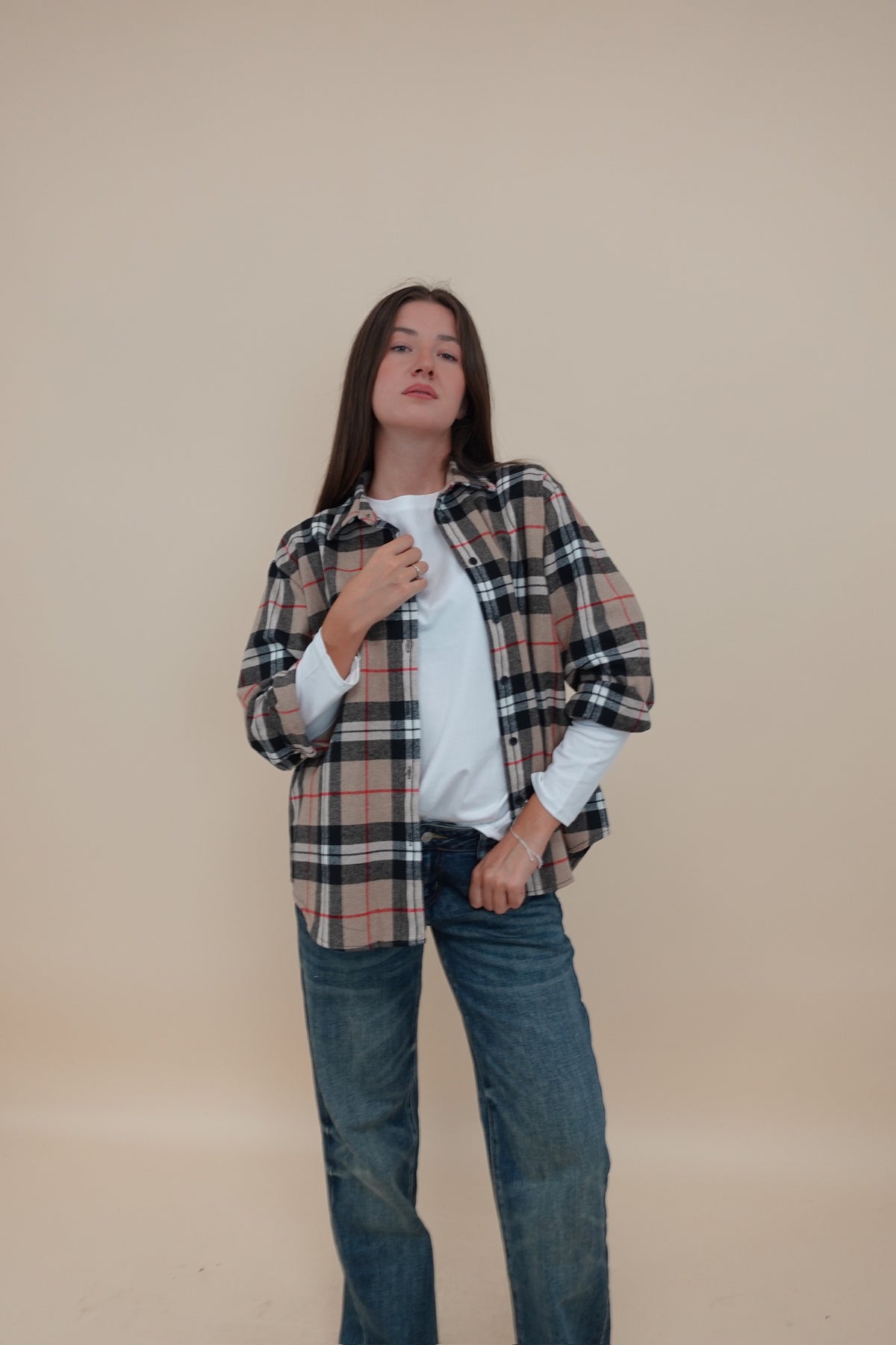 Camicia Scacchi Beige
