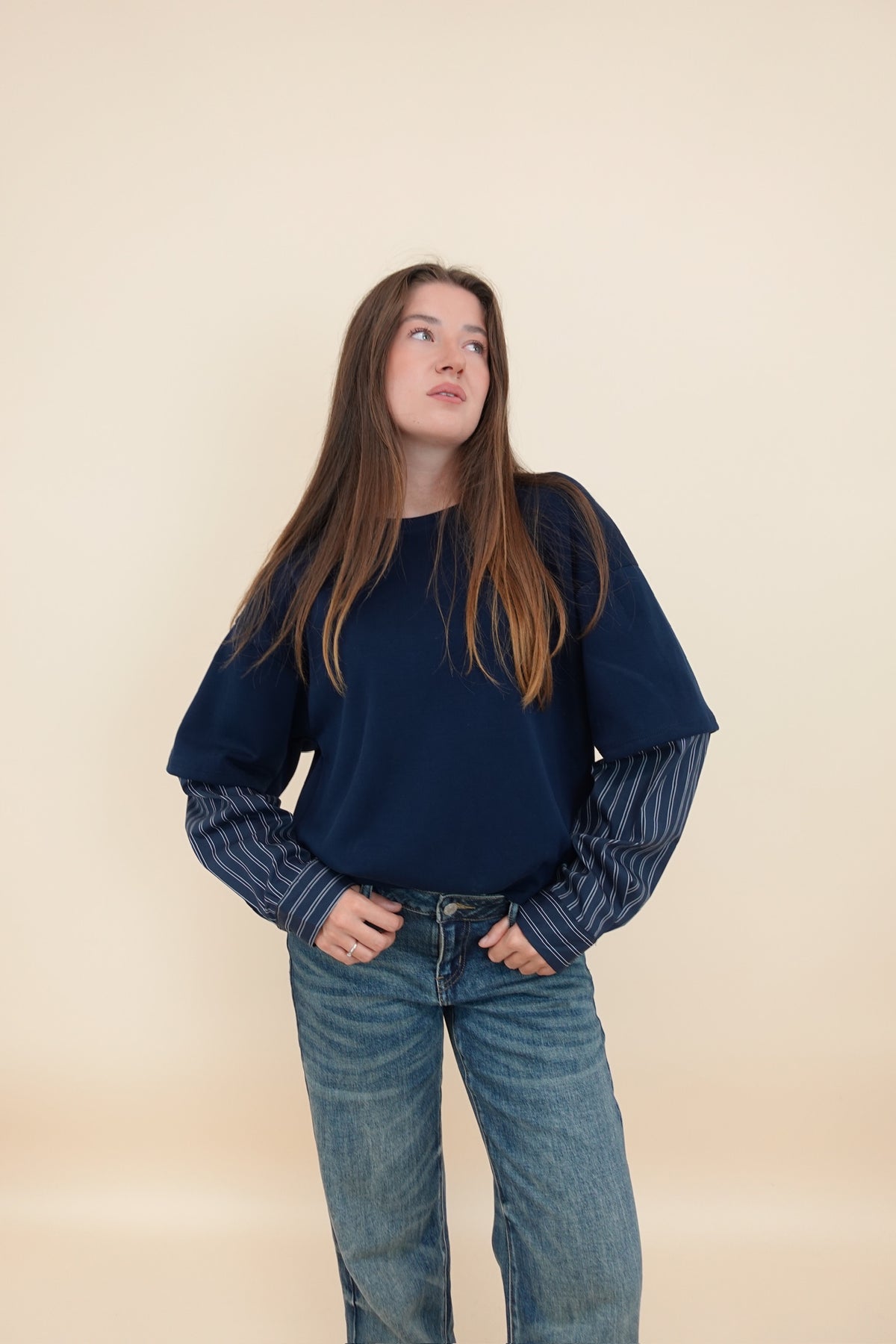 Felpa Camicia Blu