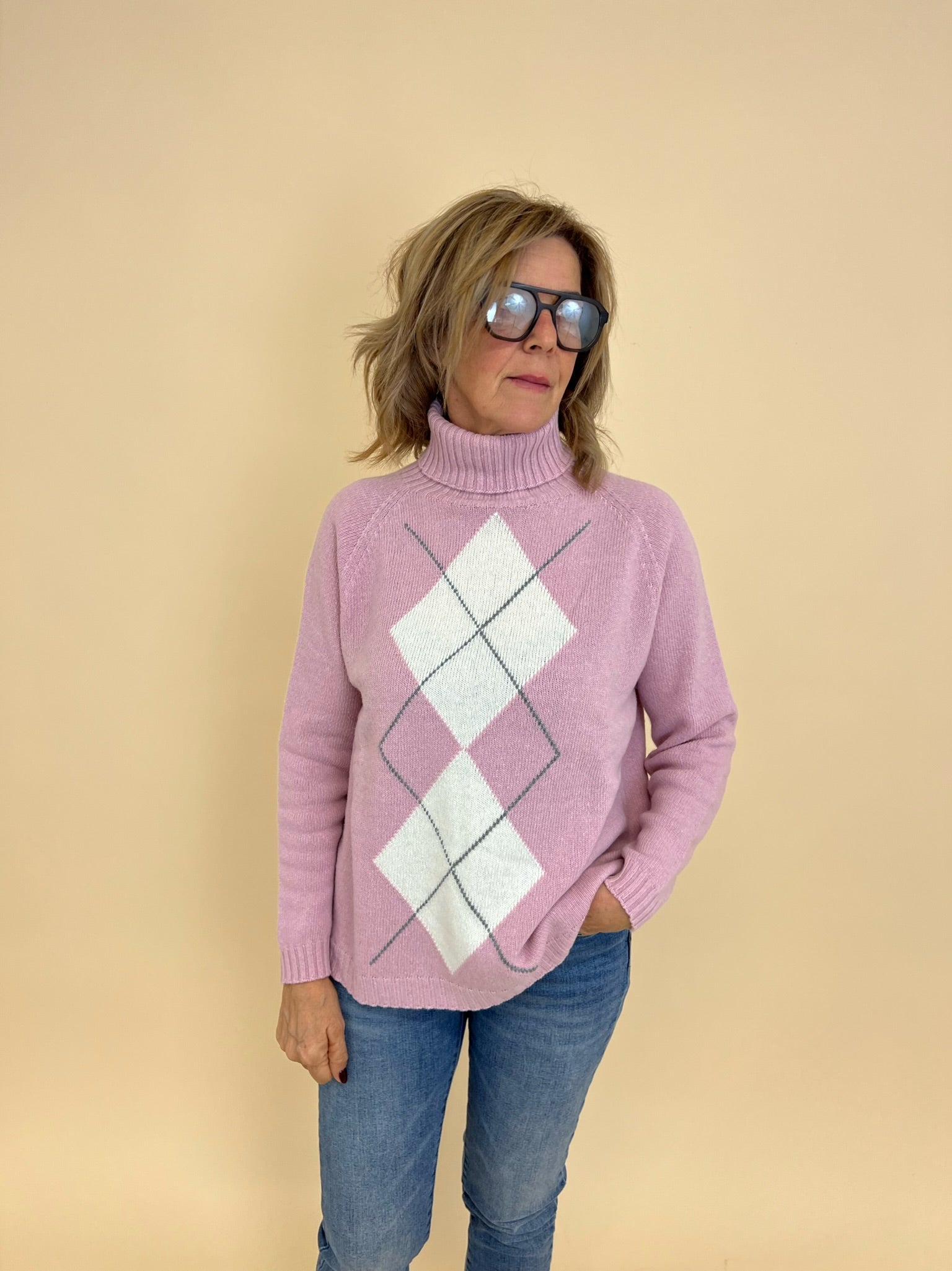 Maglione Rombi Rosa