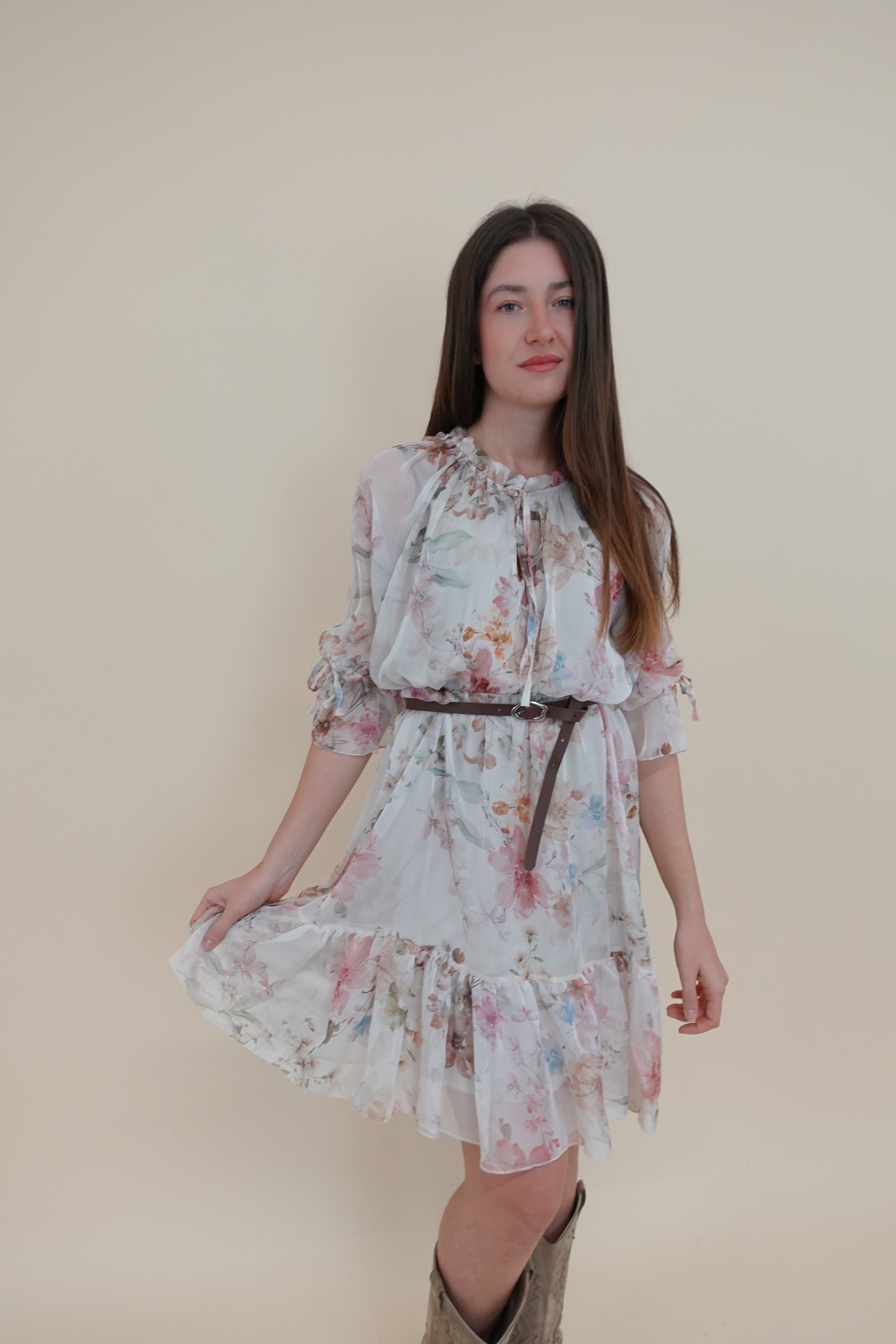 Abito Flowers Bianco