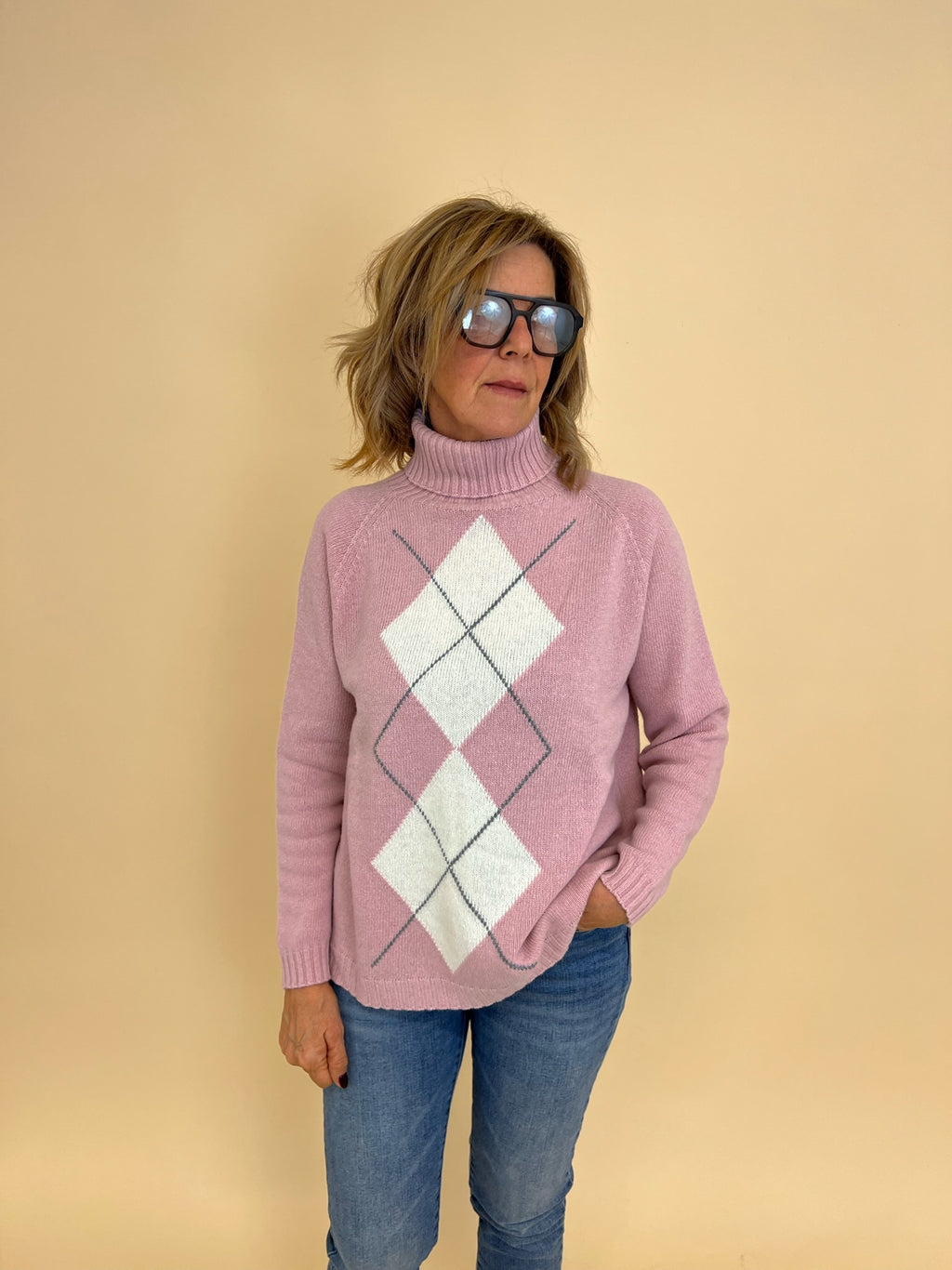 Maglione Rombi Rosa