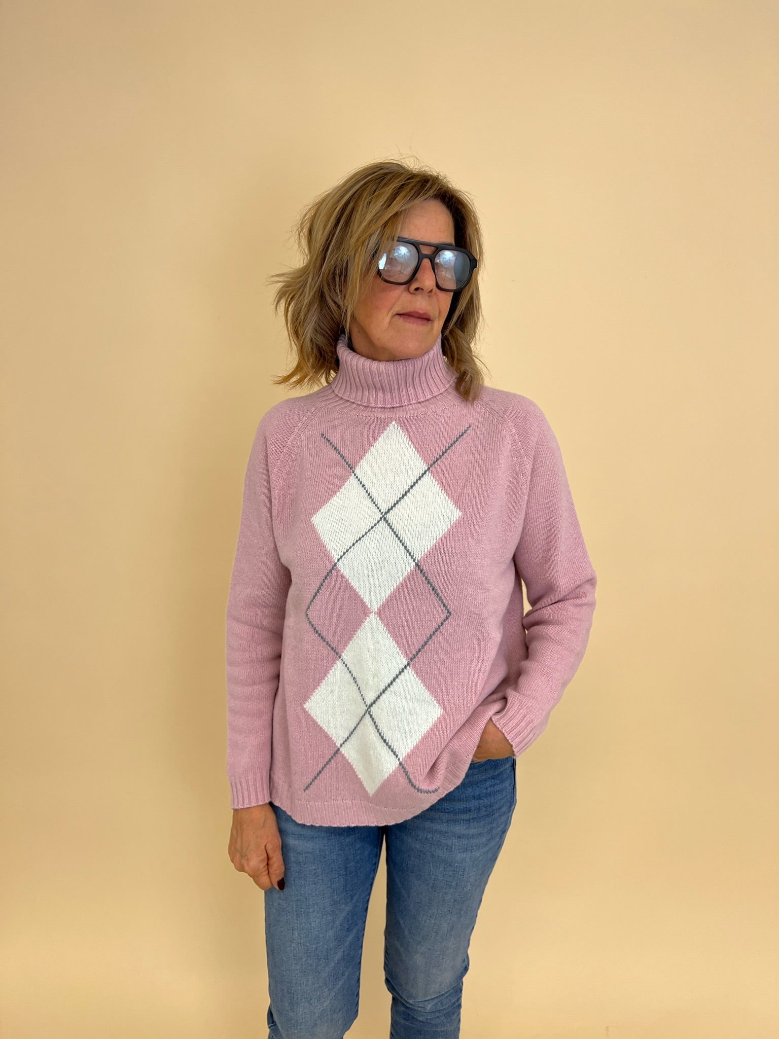 Maglione Rombi Rosa