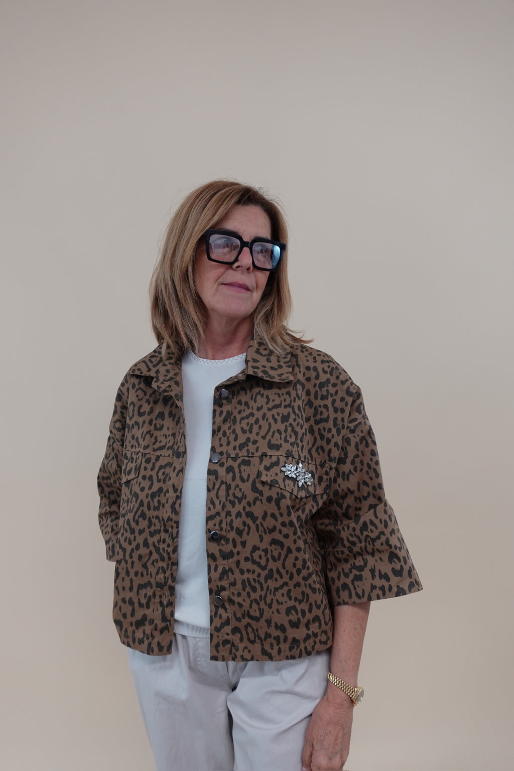 Giacca Shine Leopard Scura