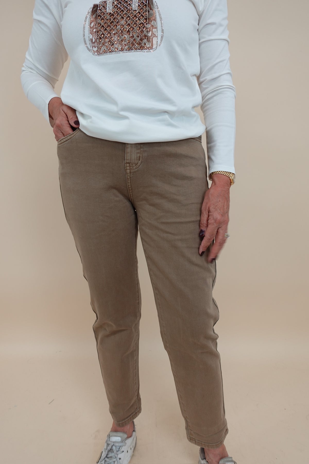 Jeans Momfit Beige