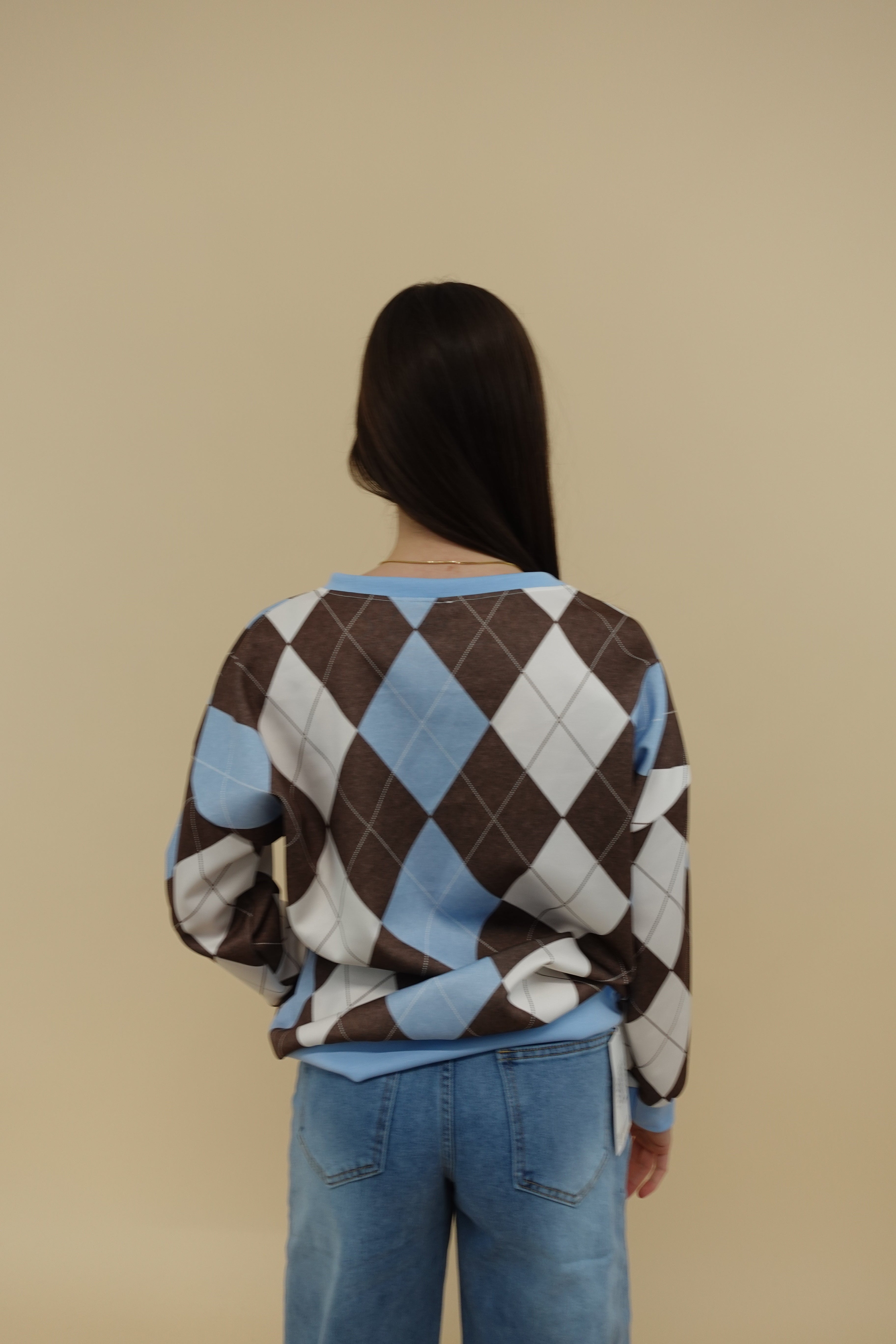 Felpa Scacchi Azzurra