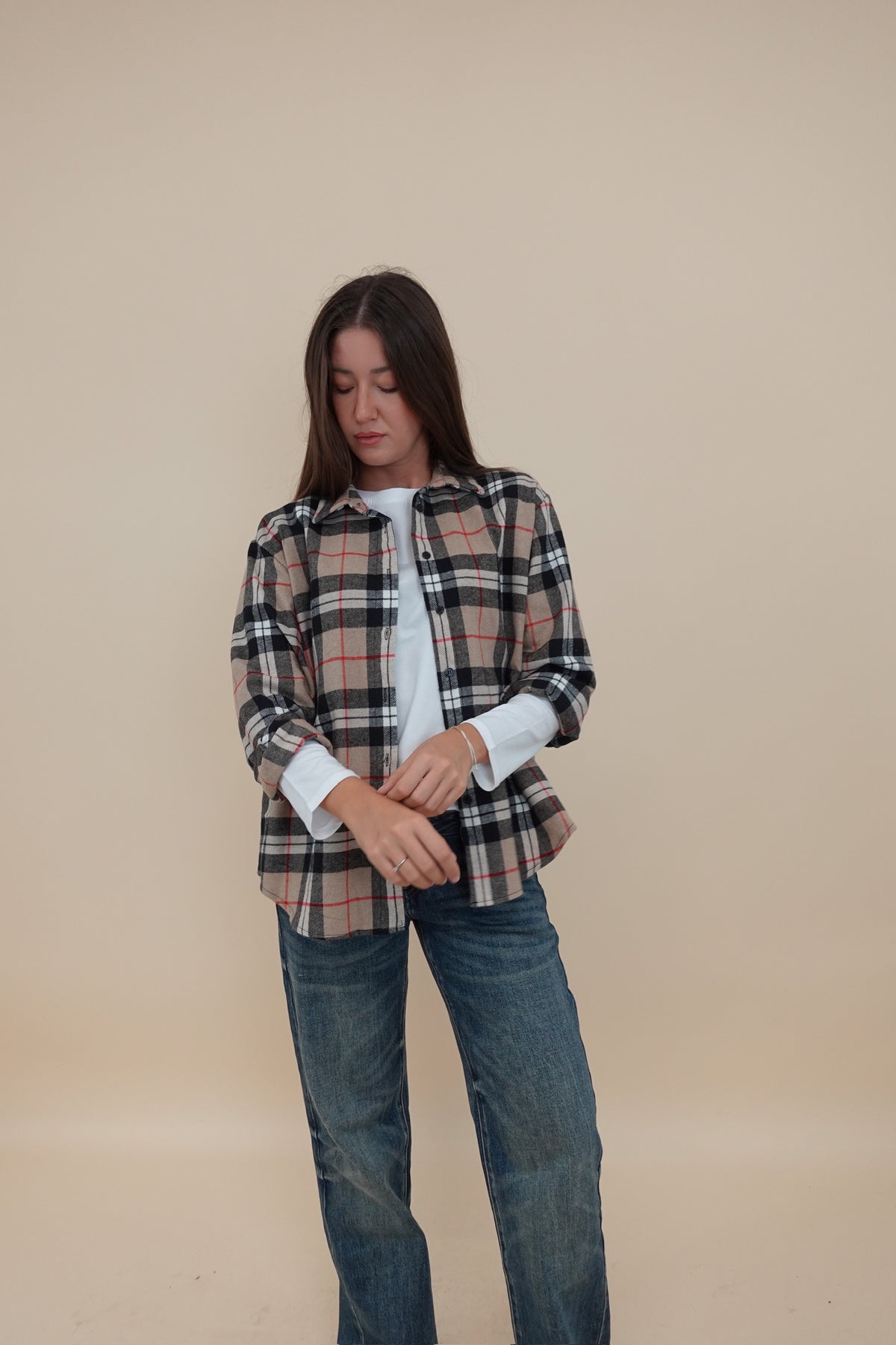 Camicia Scacchi Beige