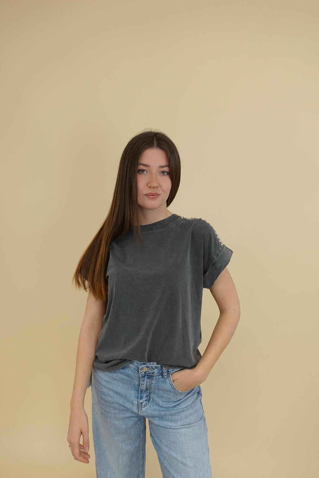 T-shirt Borchie Grigio