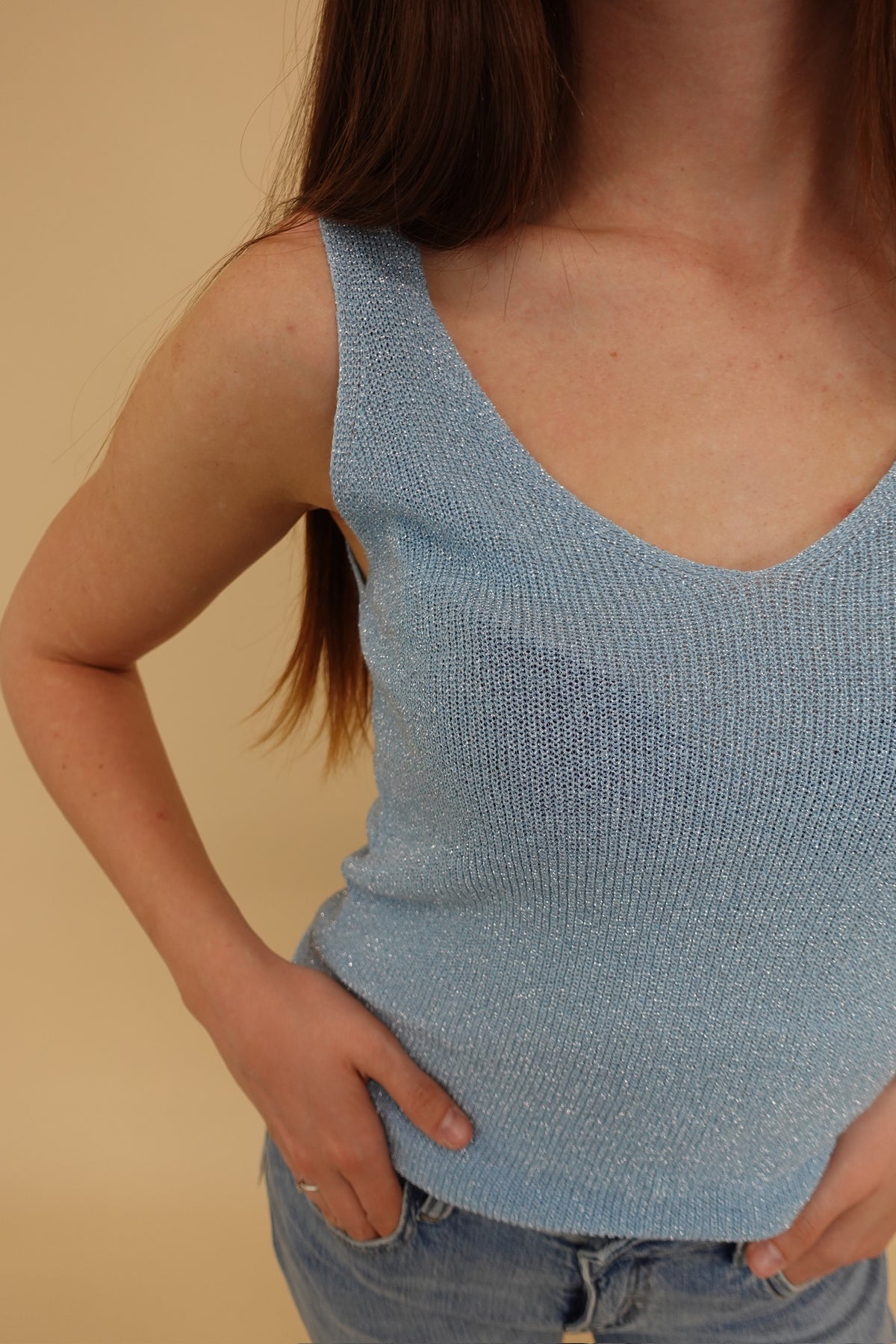 Canotta Lurex Azzurra