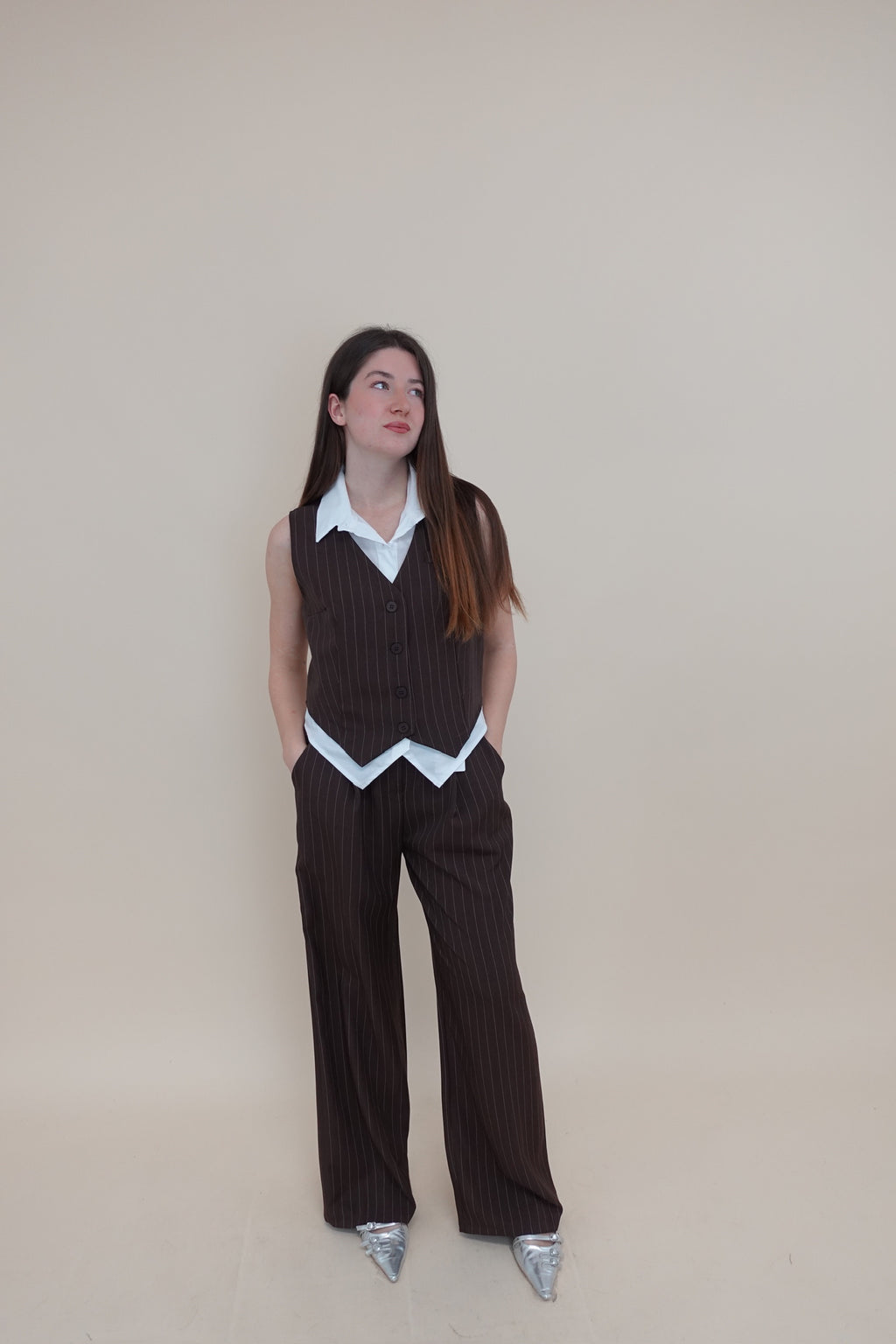 Gilet Line Marrone