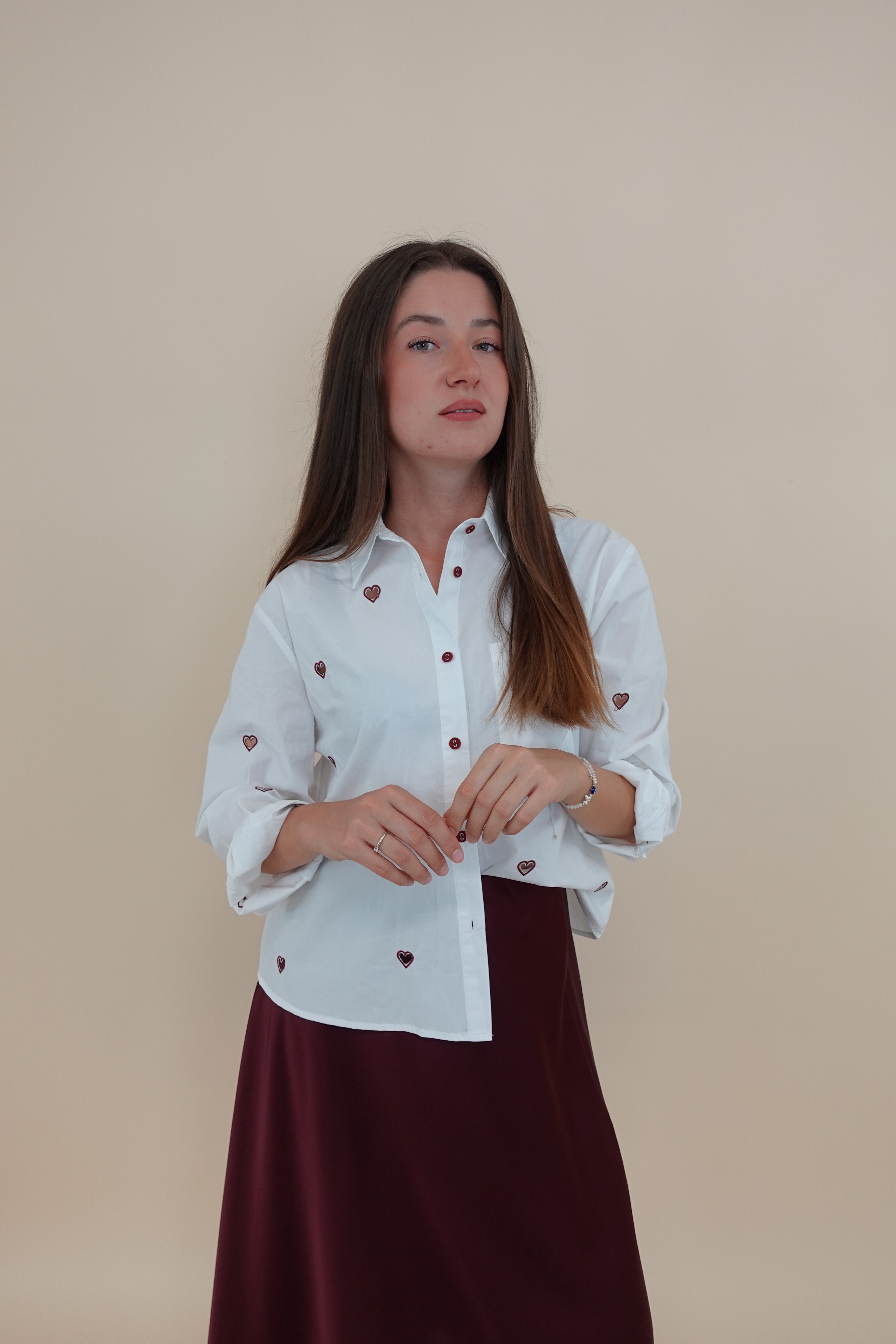 Camicia Heart Bordeaux