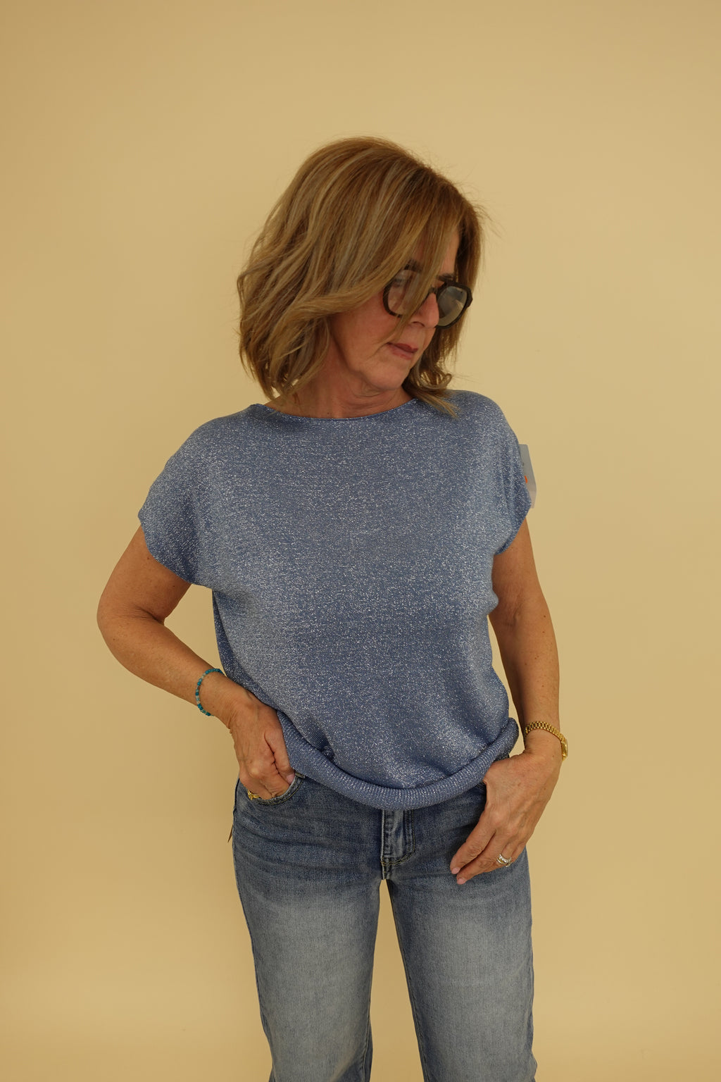 Maglia Lurex Blu Jeans
