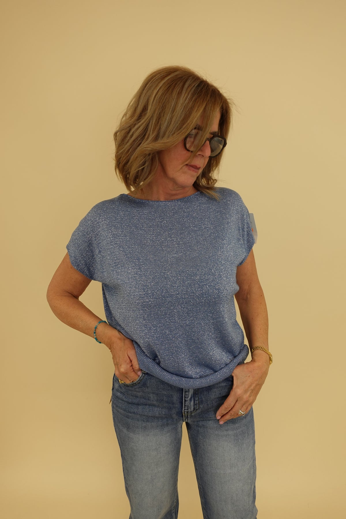 Maglia Lurex Blu Jeans