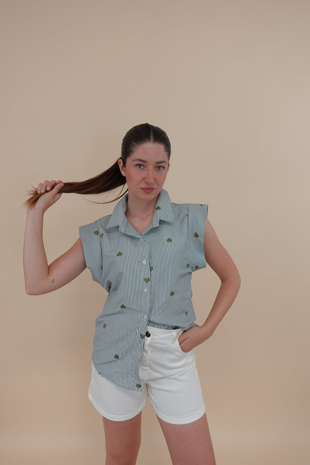 Camicia Heart Smanicata Verde