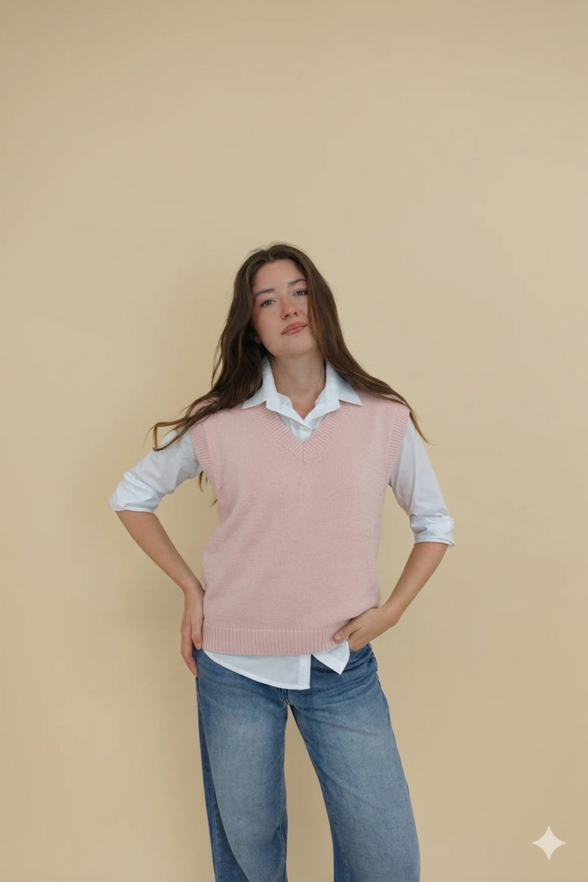Gilet V Rosa Chiaro