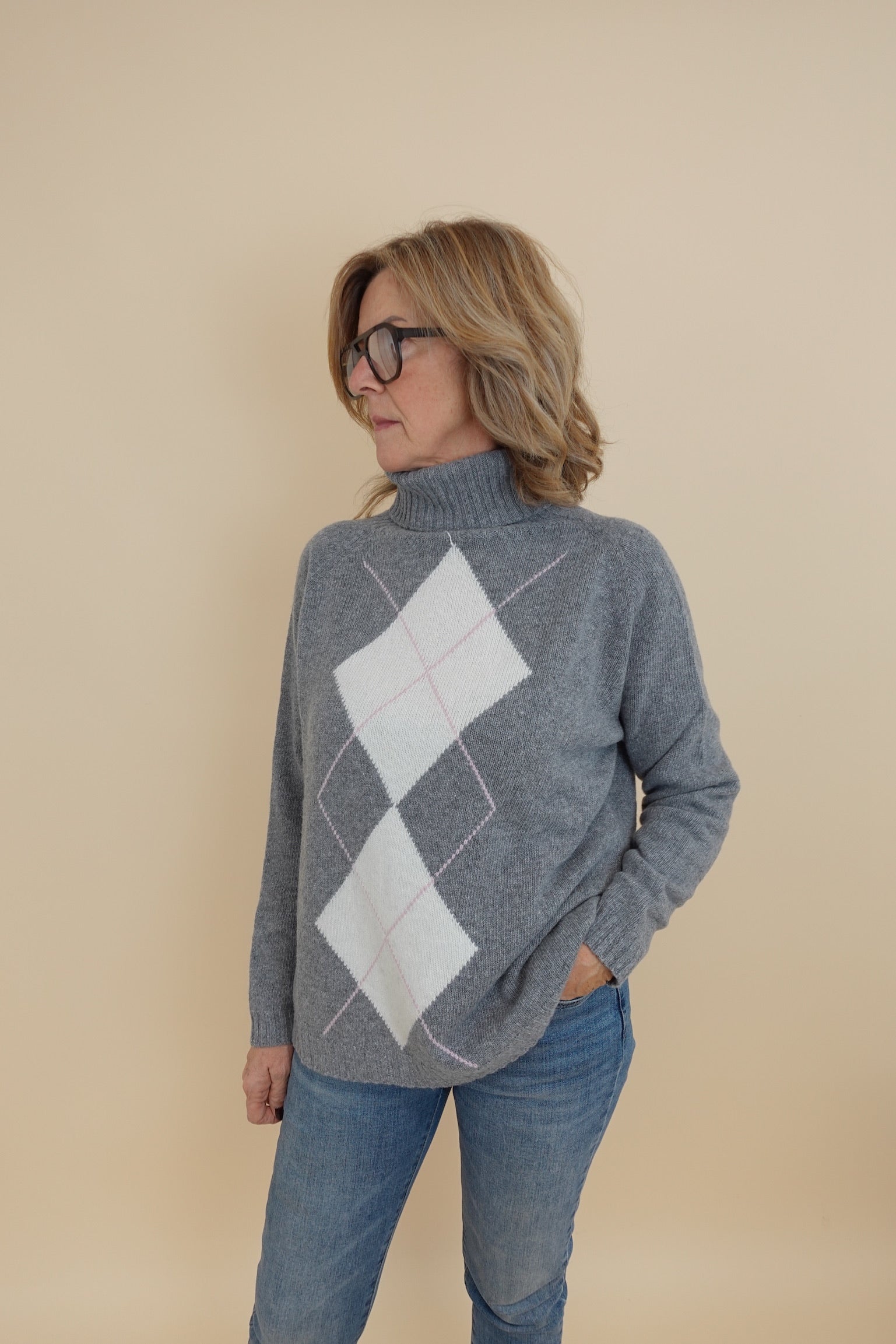 Maglione Rombi Grigio Scuro