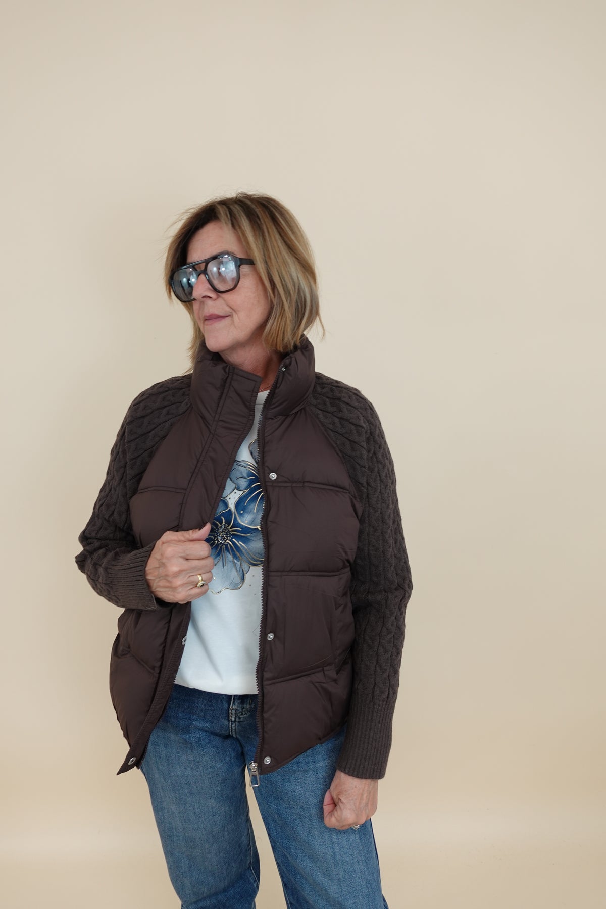 Piumino Treccia Marrone